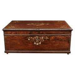 19th Century Rosewood, Brass and Mother of Pearl Box