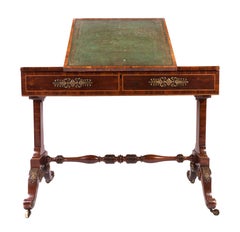 Writing Table Rosewood Brass-Mounted 19th Century