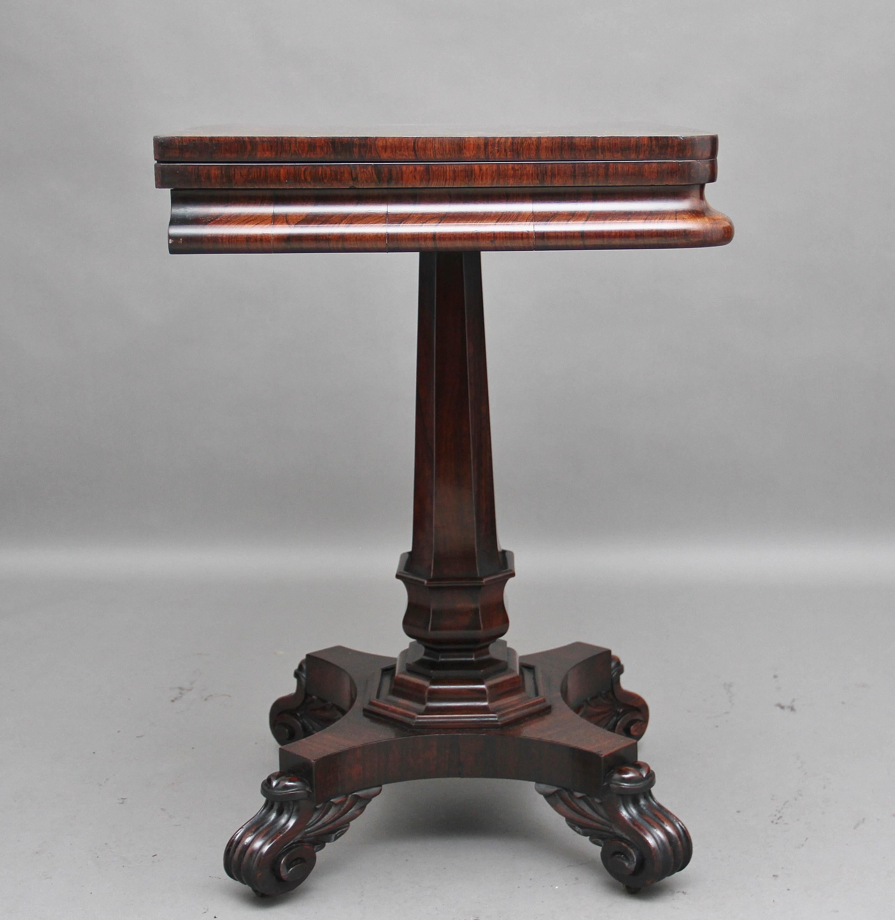 19th Century Rosewood Card Table In Good Condition In Martlesham, GB
