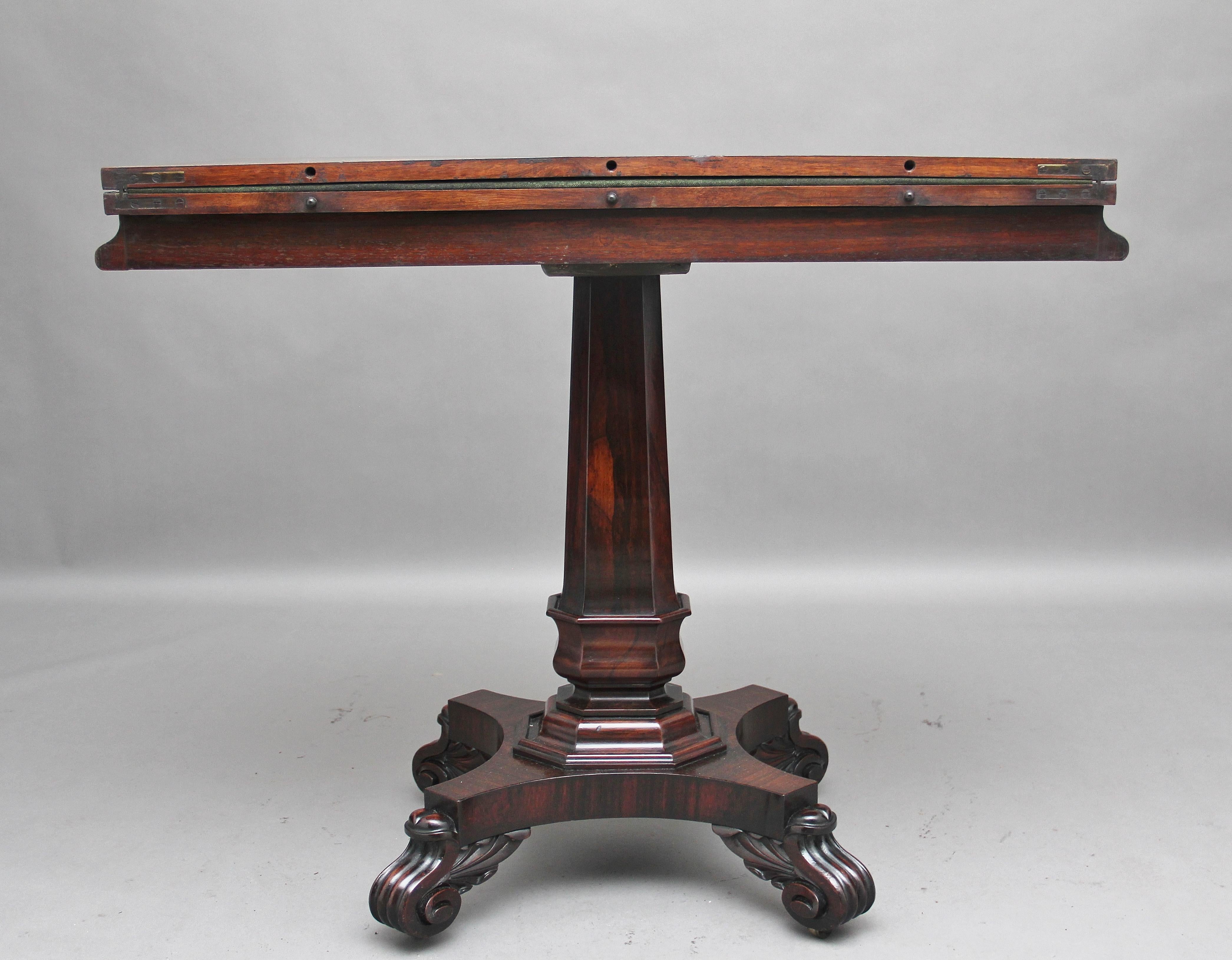 Mid-19th Century 19th Century Rosewood Card Table