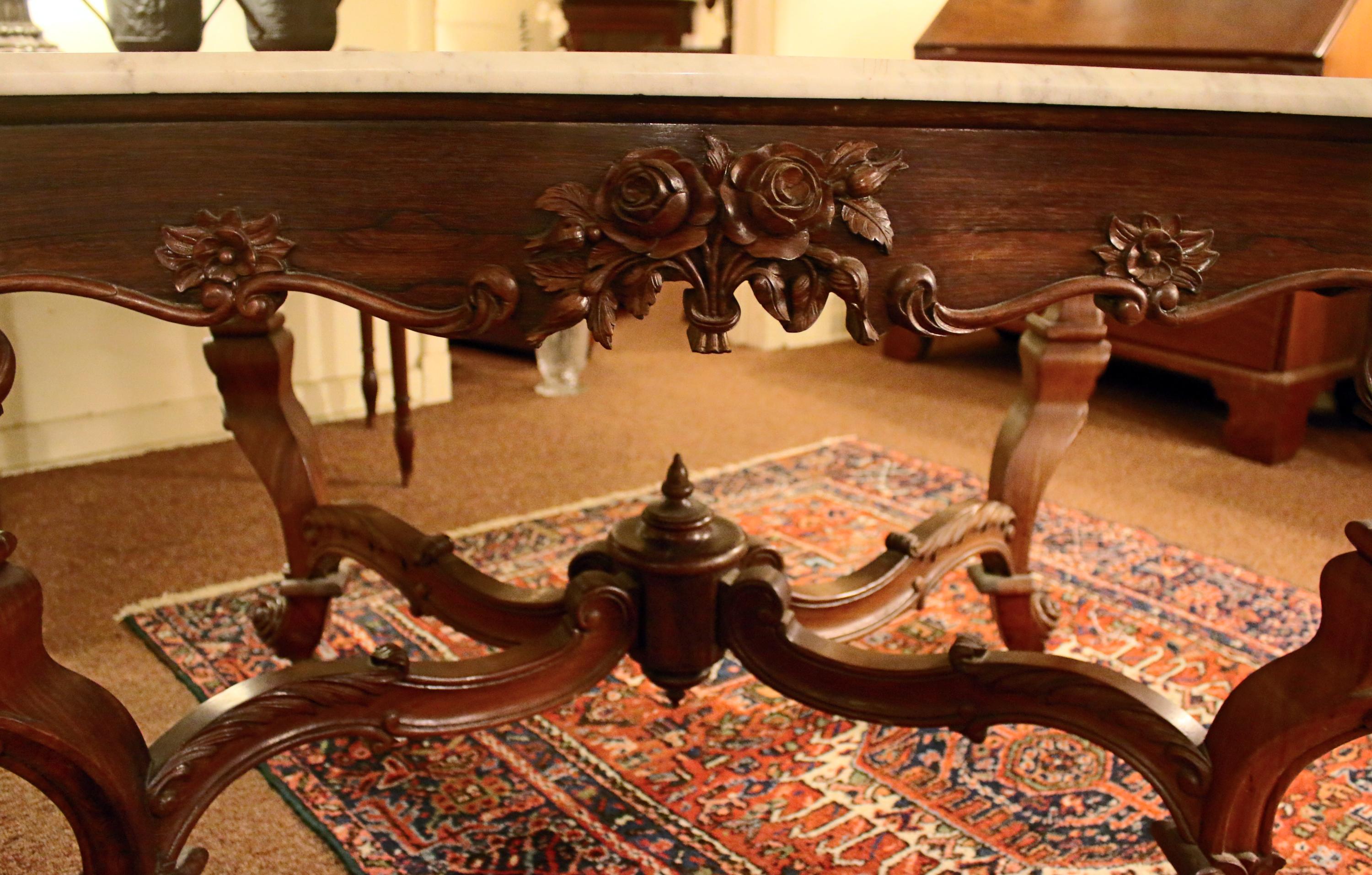 19th Century Rosewood Center Table Attributed to Joseph Meeks For Sale 1