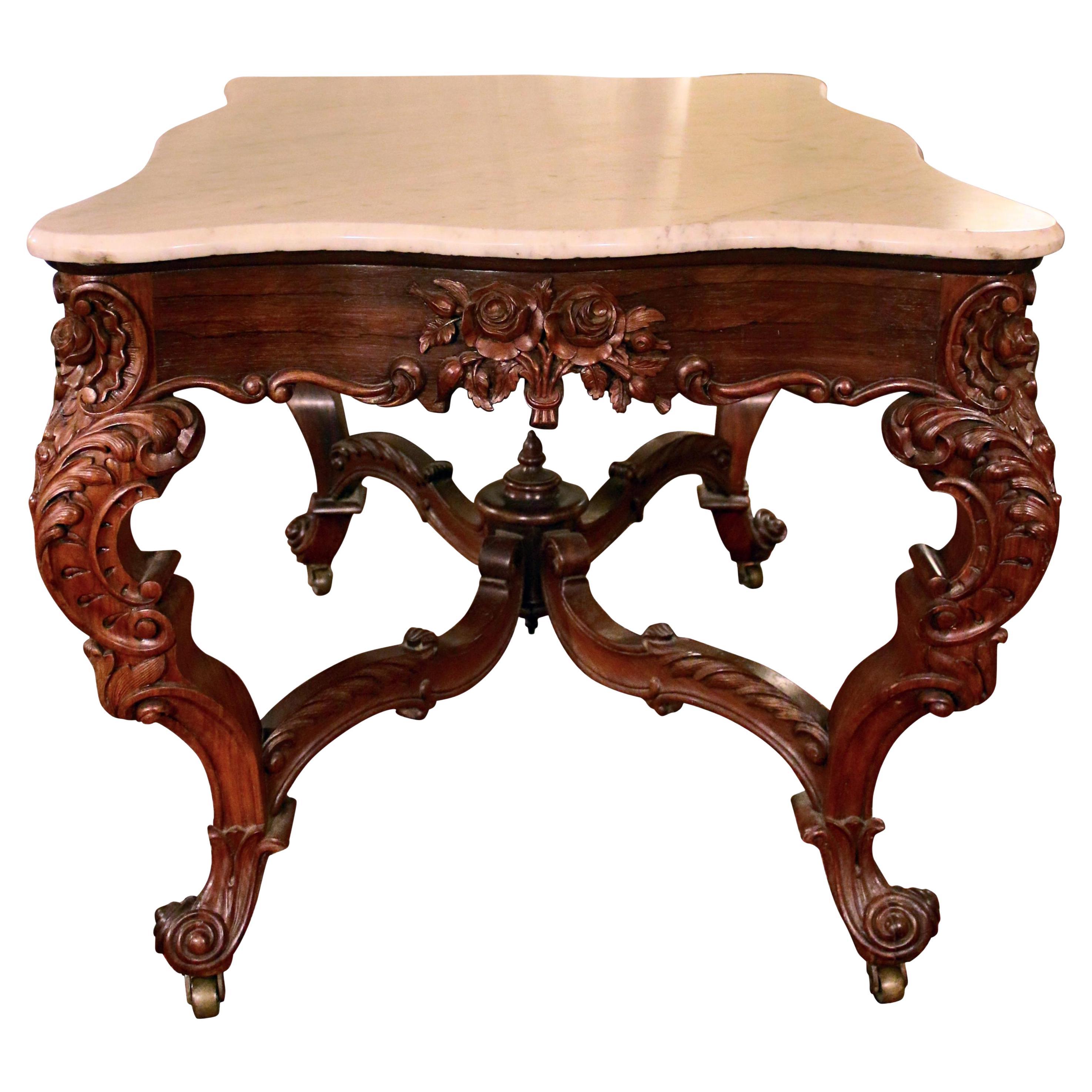 19th Century Rosewood Center Table Attributed to Joseph Meeks For Sale