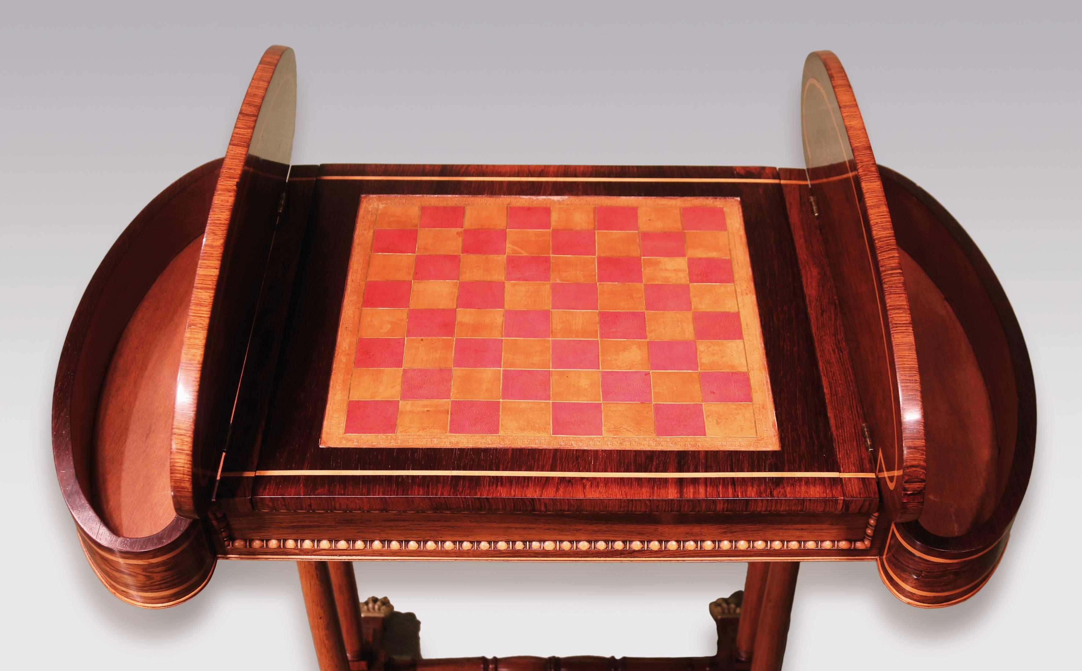 English 19th Century Rosewood Chess Backgammon Table