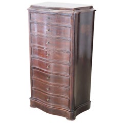 Antique 19th Century Rosewood Commode or Tall Chest of Drawers with Marble Top, 1850s