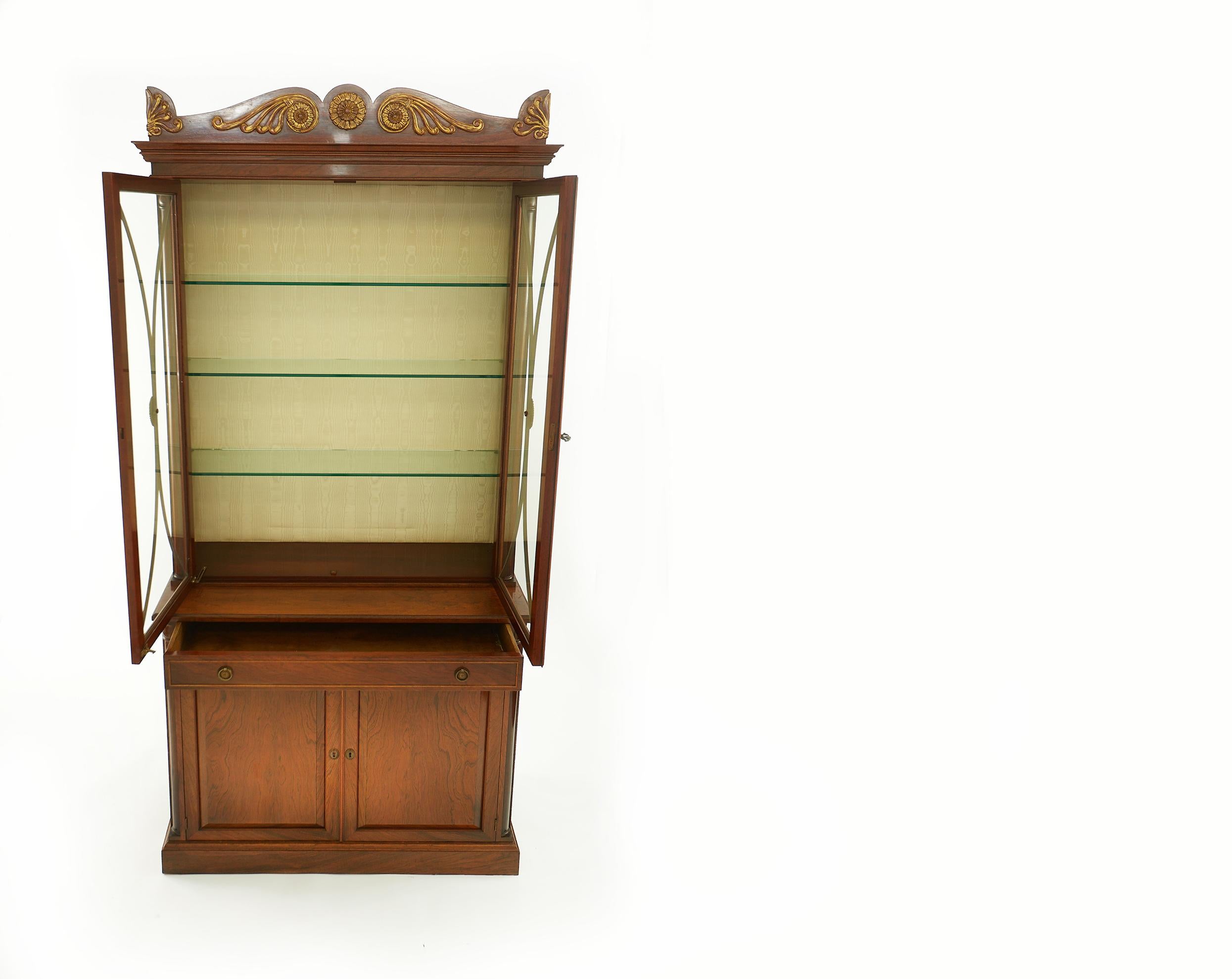 European 19th Century Rosewood Display Cabinet / Bookcase