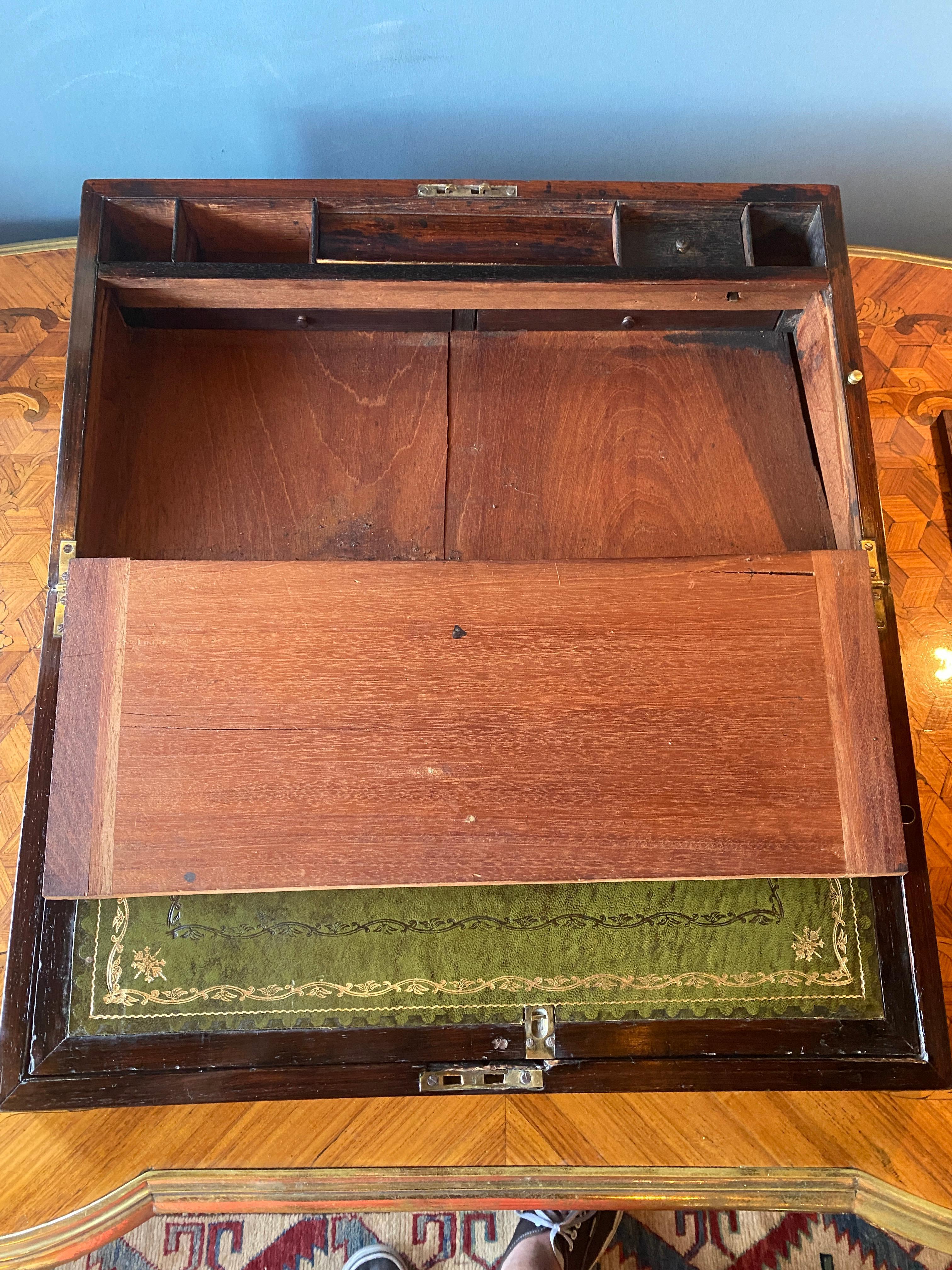 19th Century Rosewood English Campaign Lap Desk 1