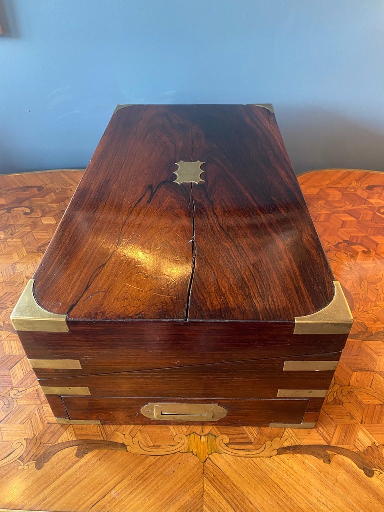 19th Century Rosewood English Campaign Lap Desk For Sale 3