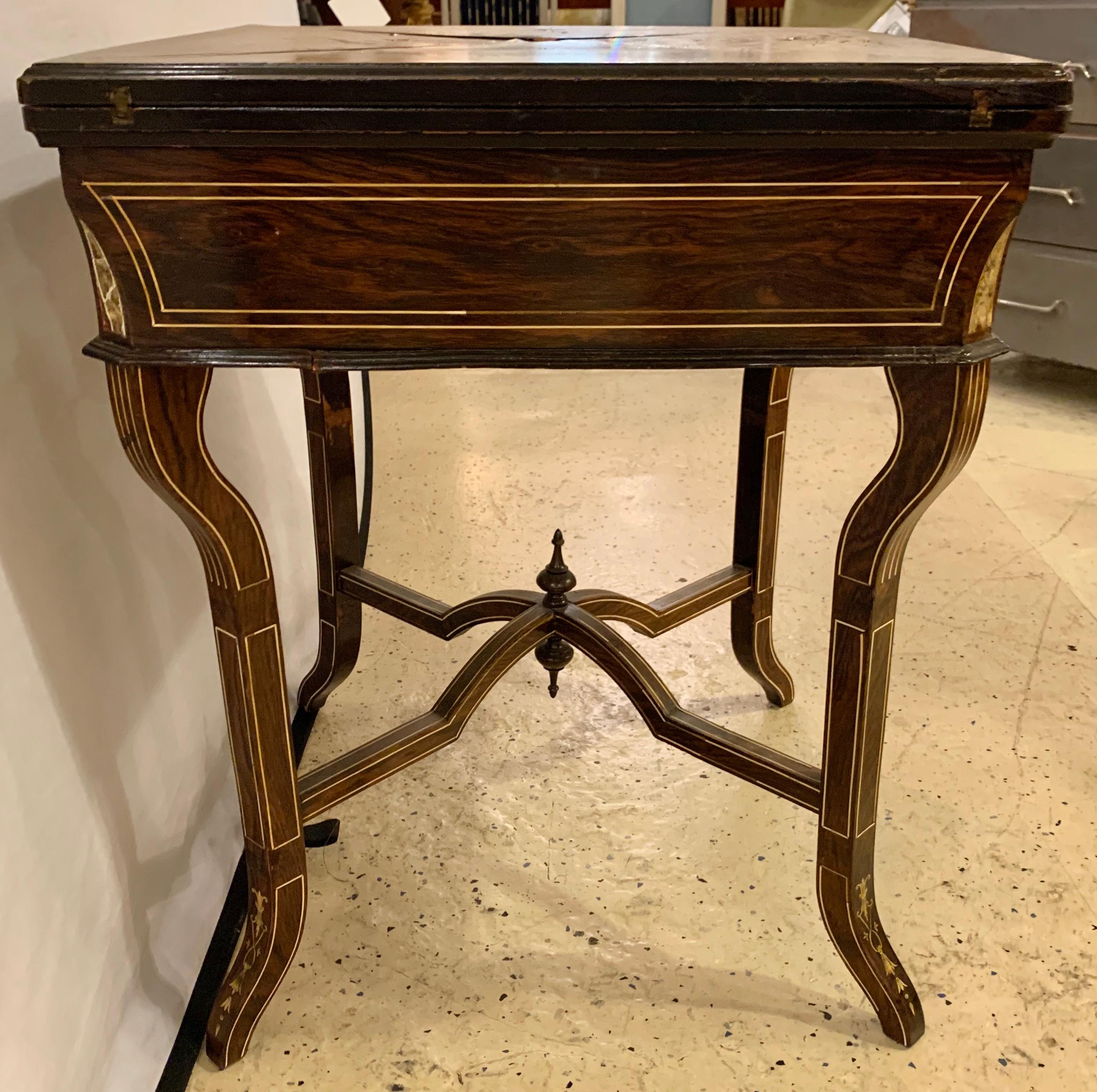 19th Century Rosewood English Card Table 8
