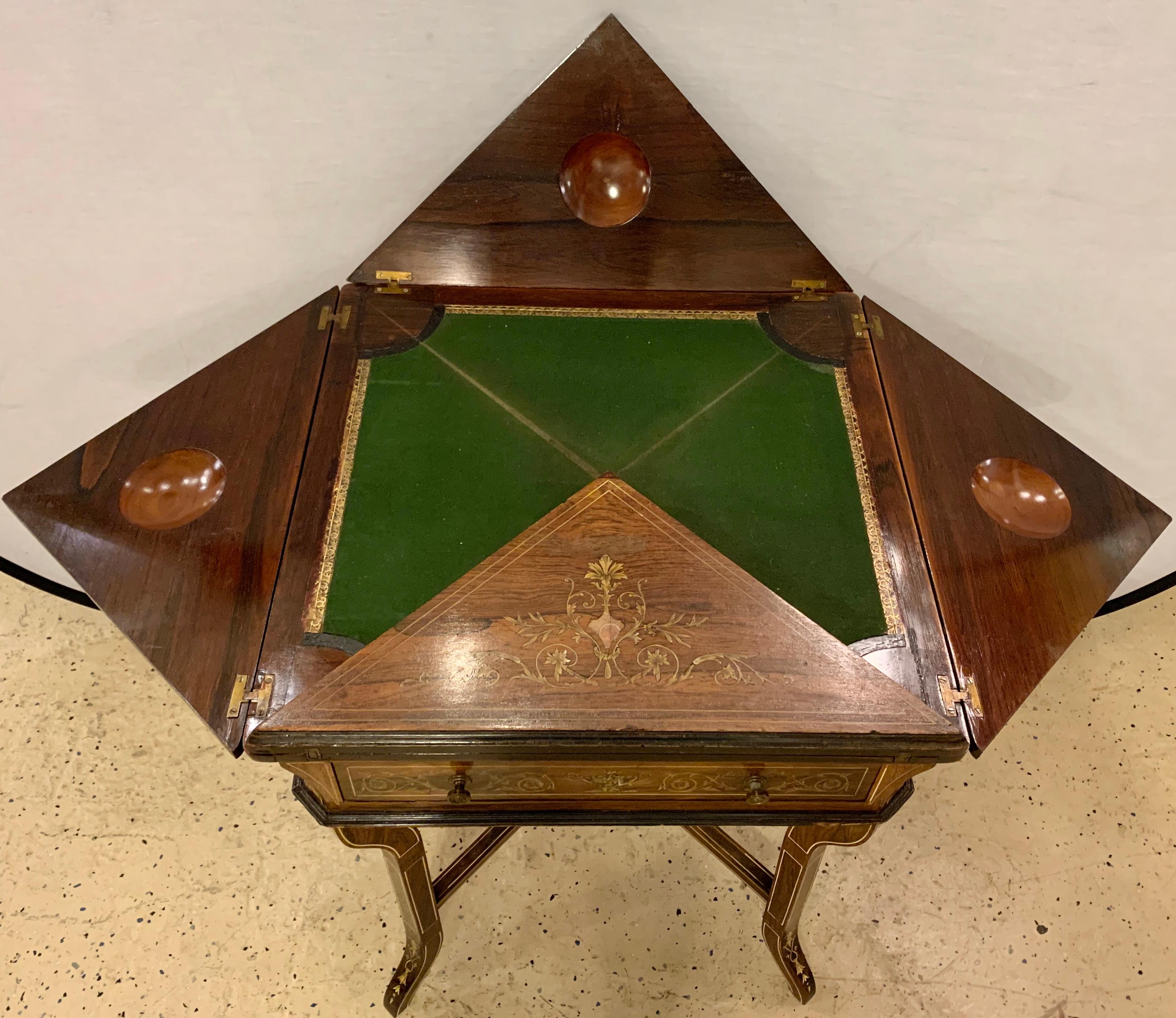 19th Century Rosewood English Card Table 9