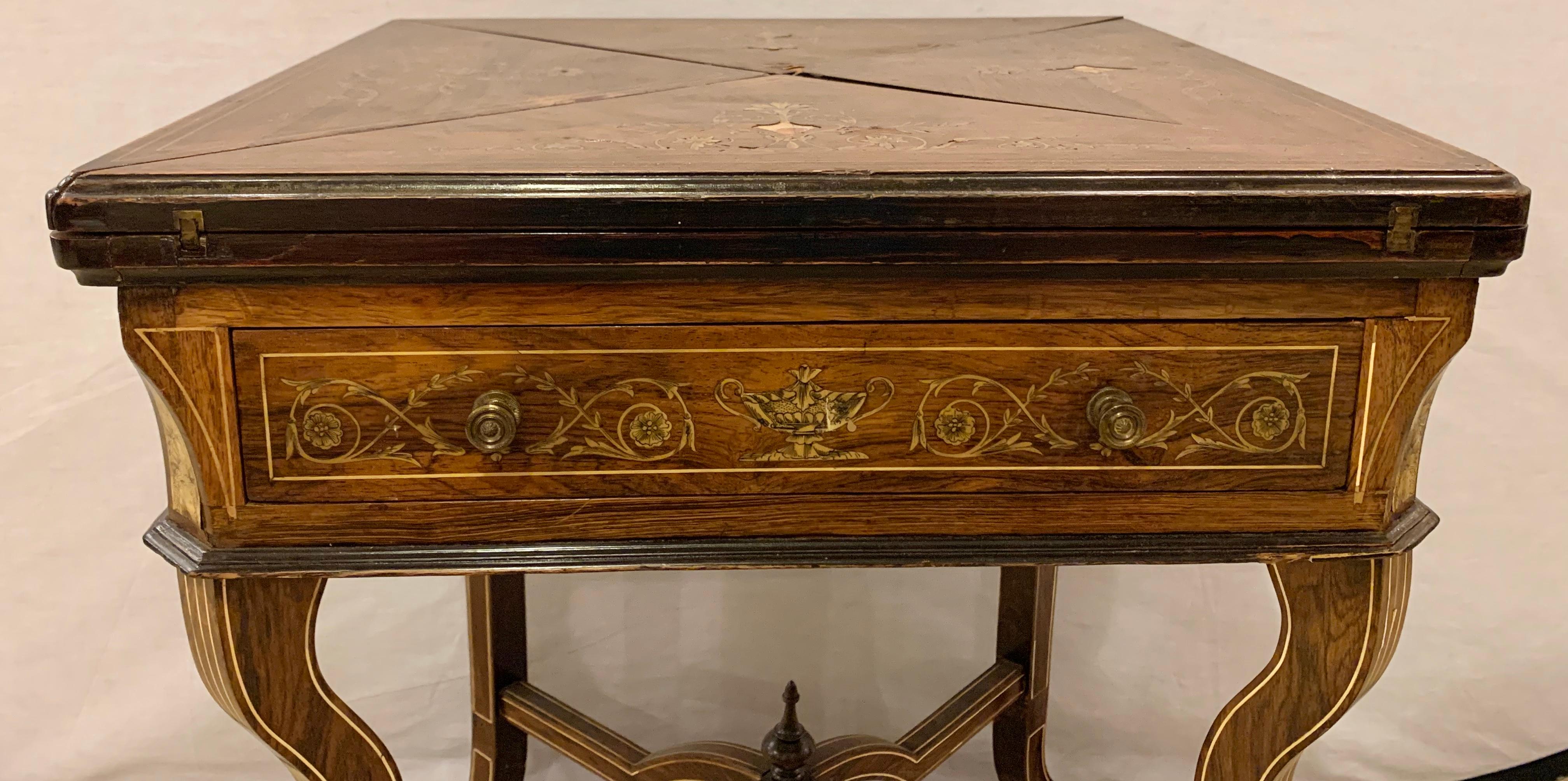 19th Century Rosewood English Card Table 2