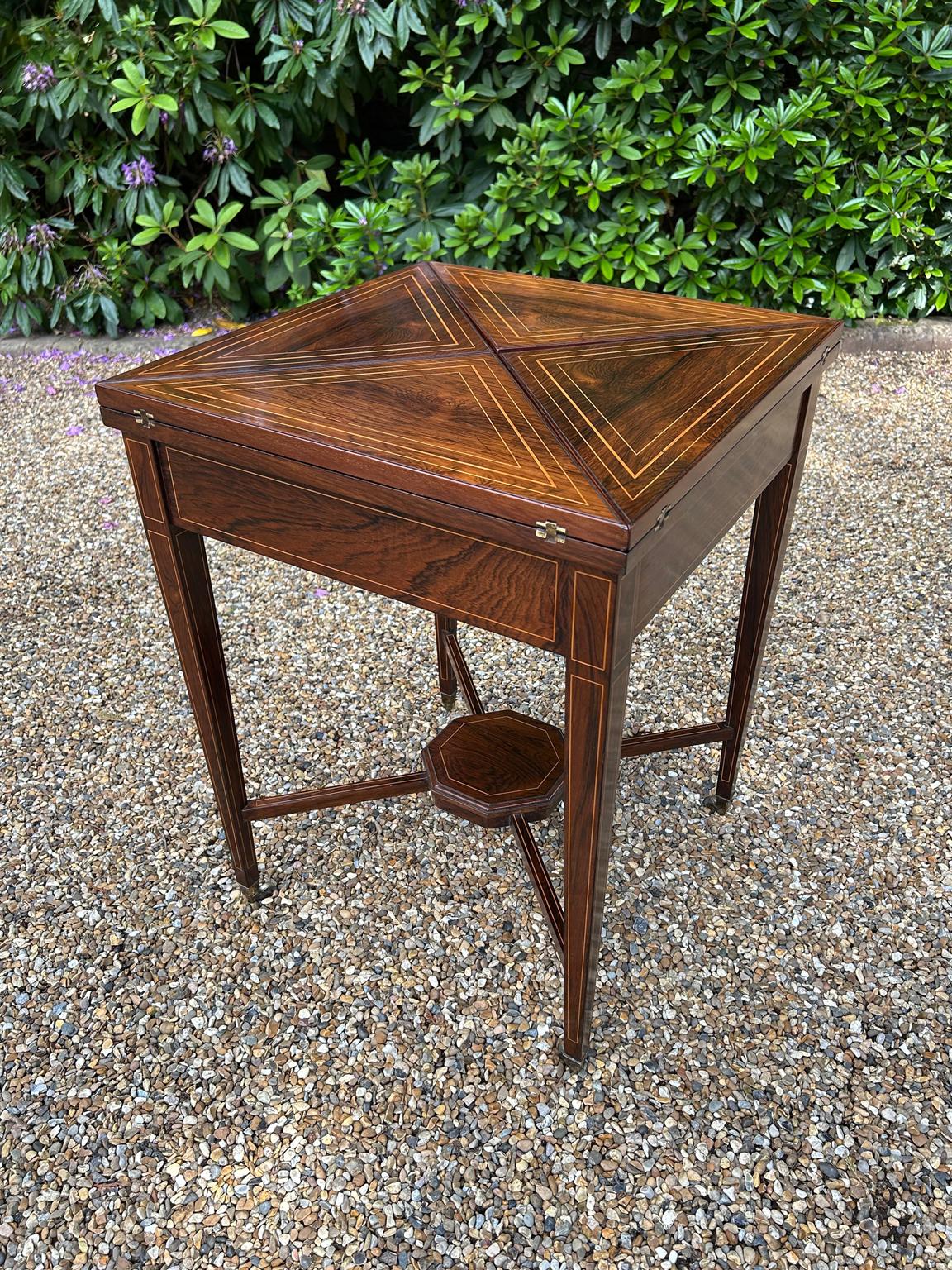 19th Century Rosewood Envelope Card Table For Sale 8