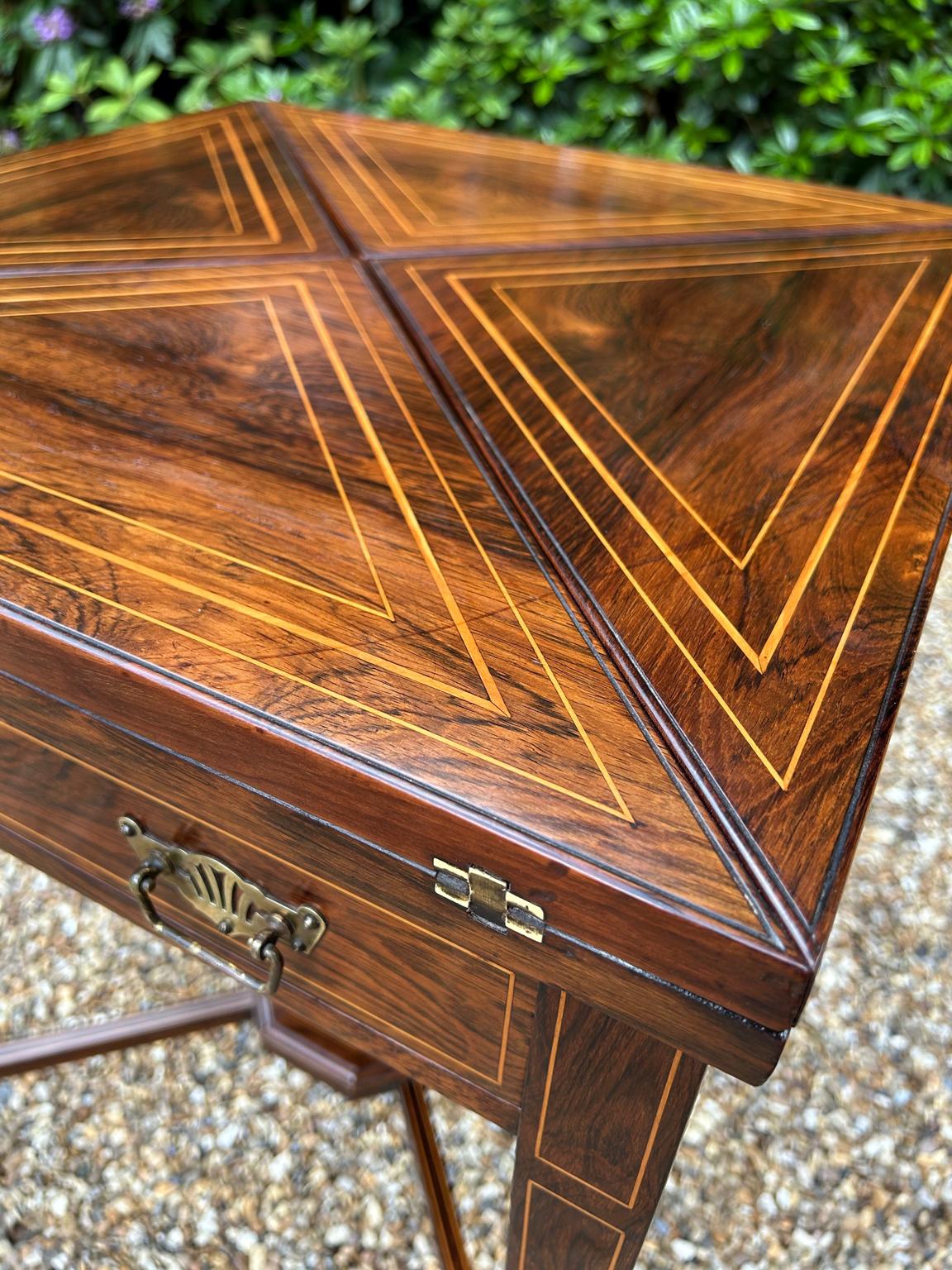 19th Century Rosewood Envelope Card Table For Sale 9