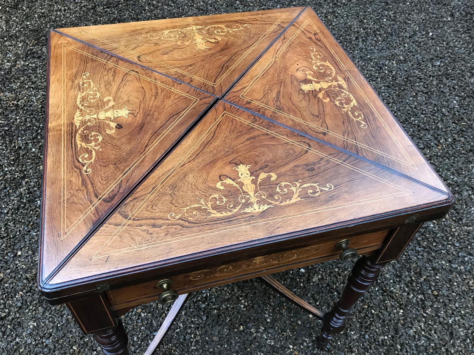 19th Century Rosewood Envelope Card Table im Zustand „Hervorragend“ in Richmond, London, Surrey