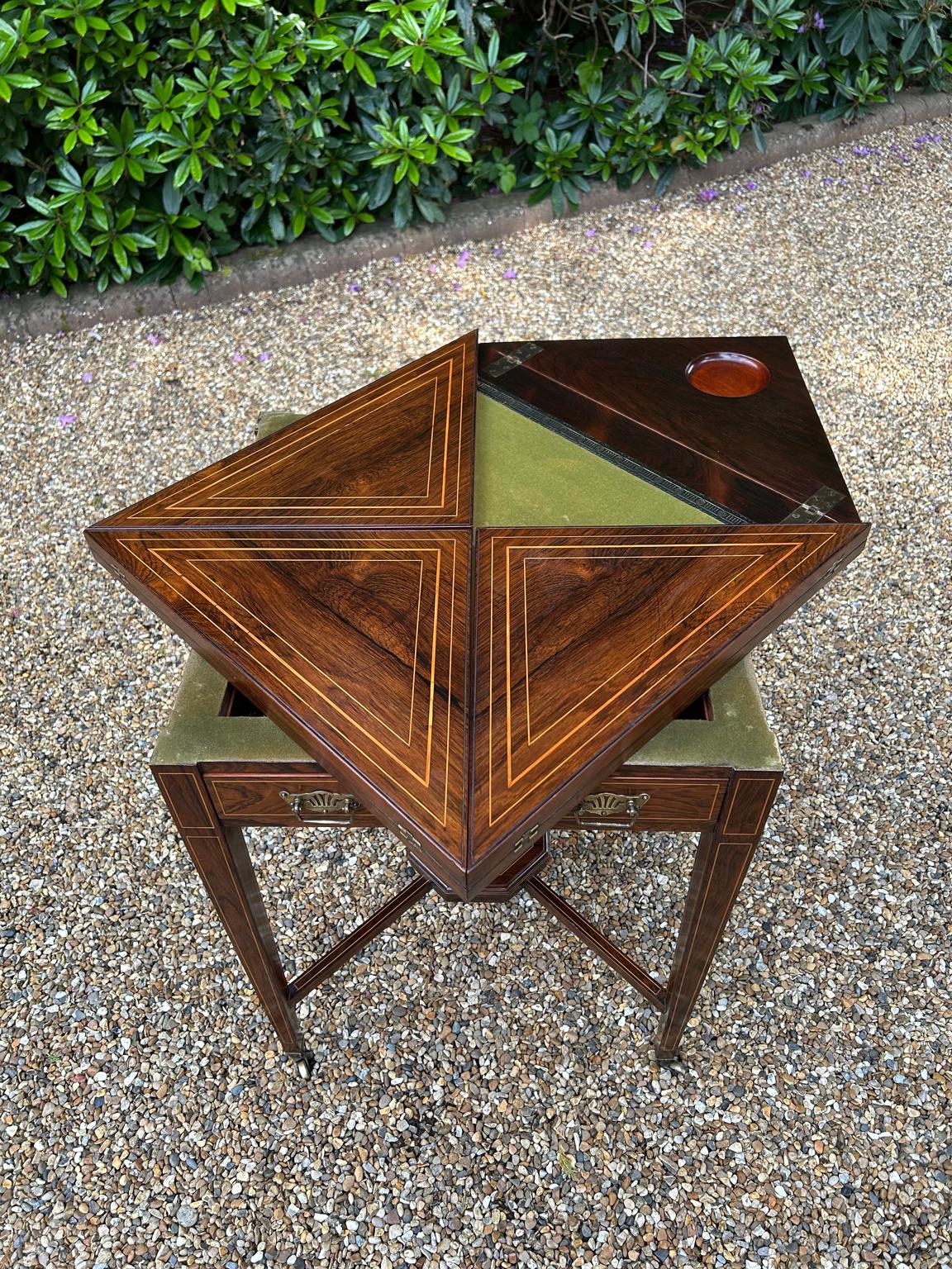 19th Century Rosewood Envelope Card Table For Sale 1