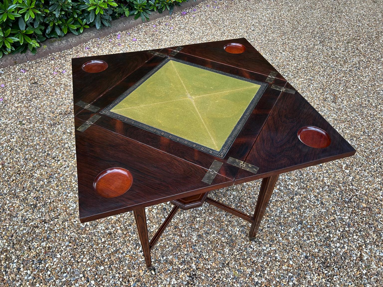 19th Century Rosewood Envelope Card Table For Sale 3