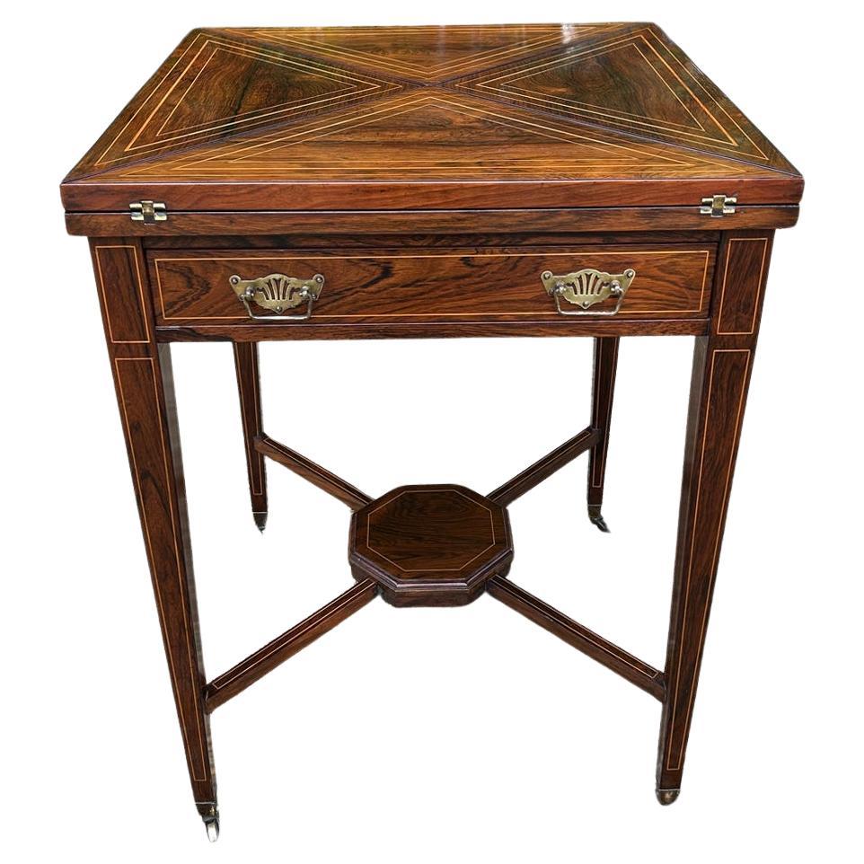 19th Century Rosewood Envelope Card Table For Sale