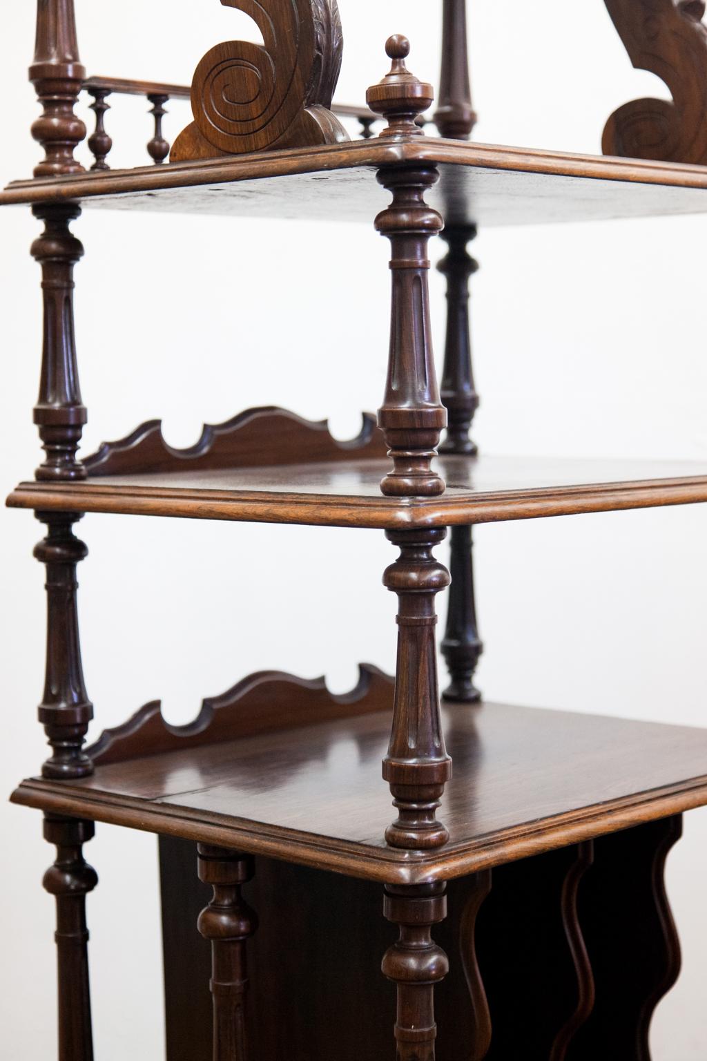 Hand-Carved 19th Century Rosewood Four-Tier Shelf For Sale