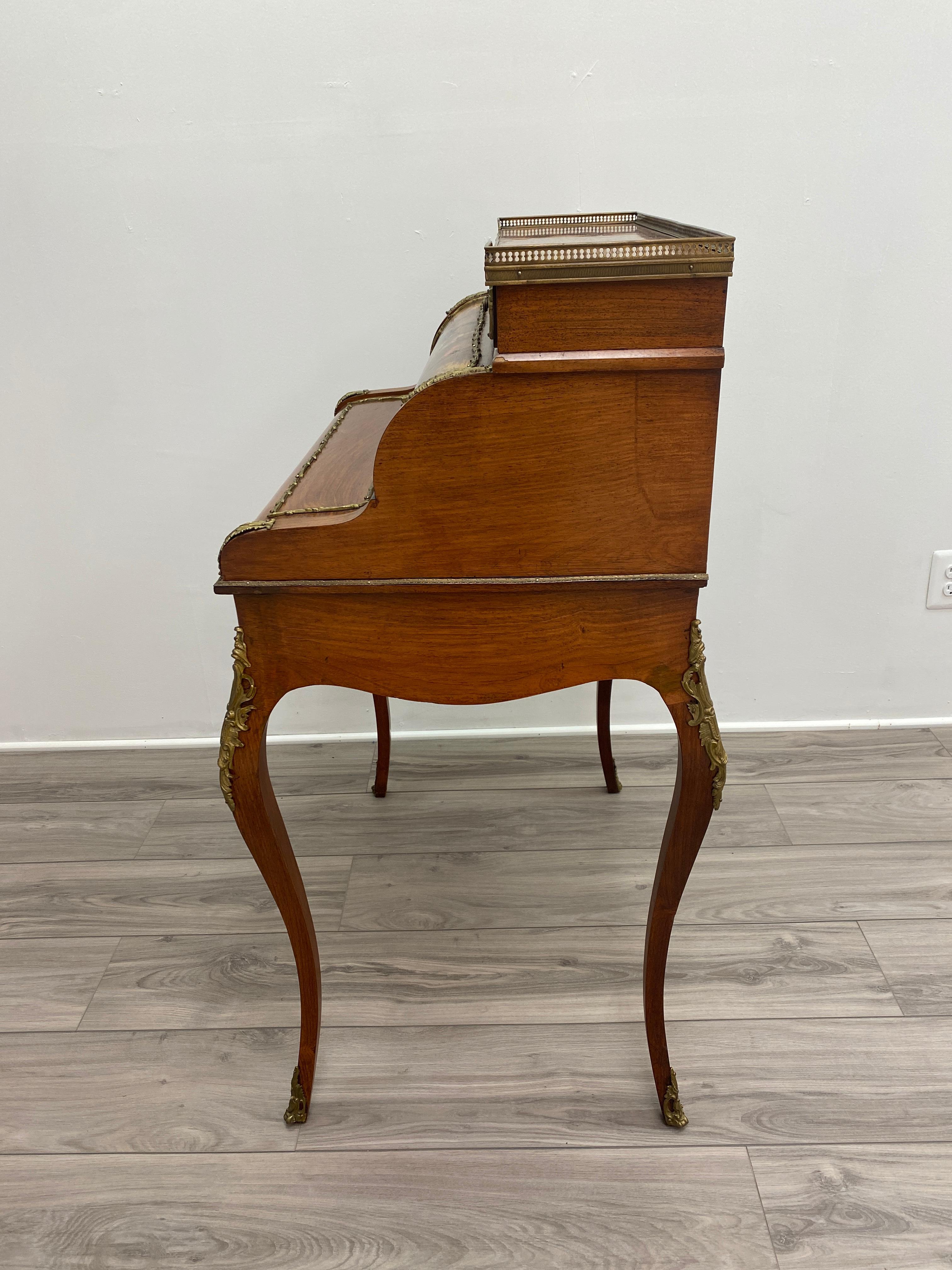 19th Century Rosewood French Louis XV style Cylinder Desk 4