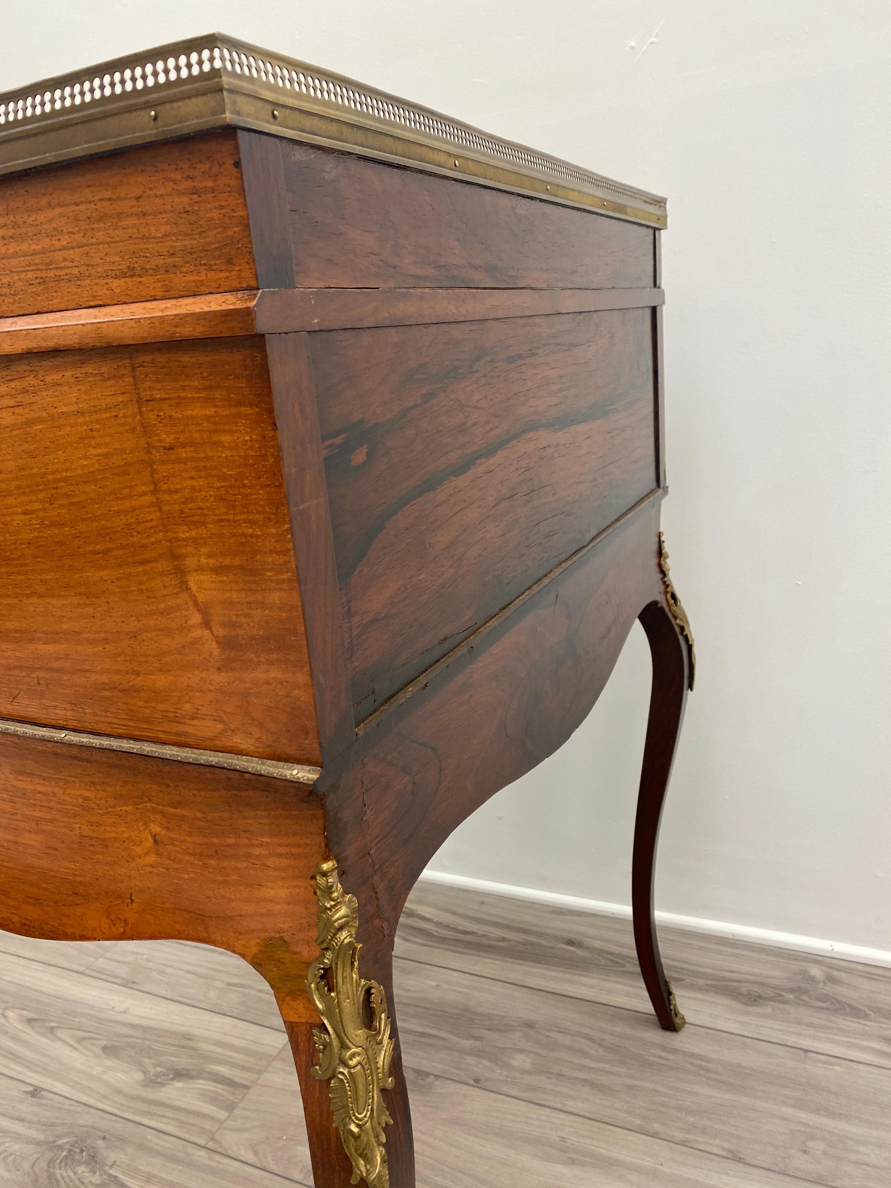 19th Century Rosewood French Louis XV style Cylinder Desk 8