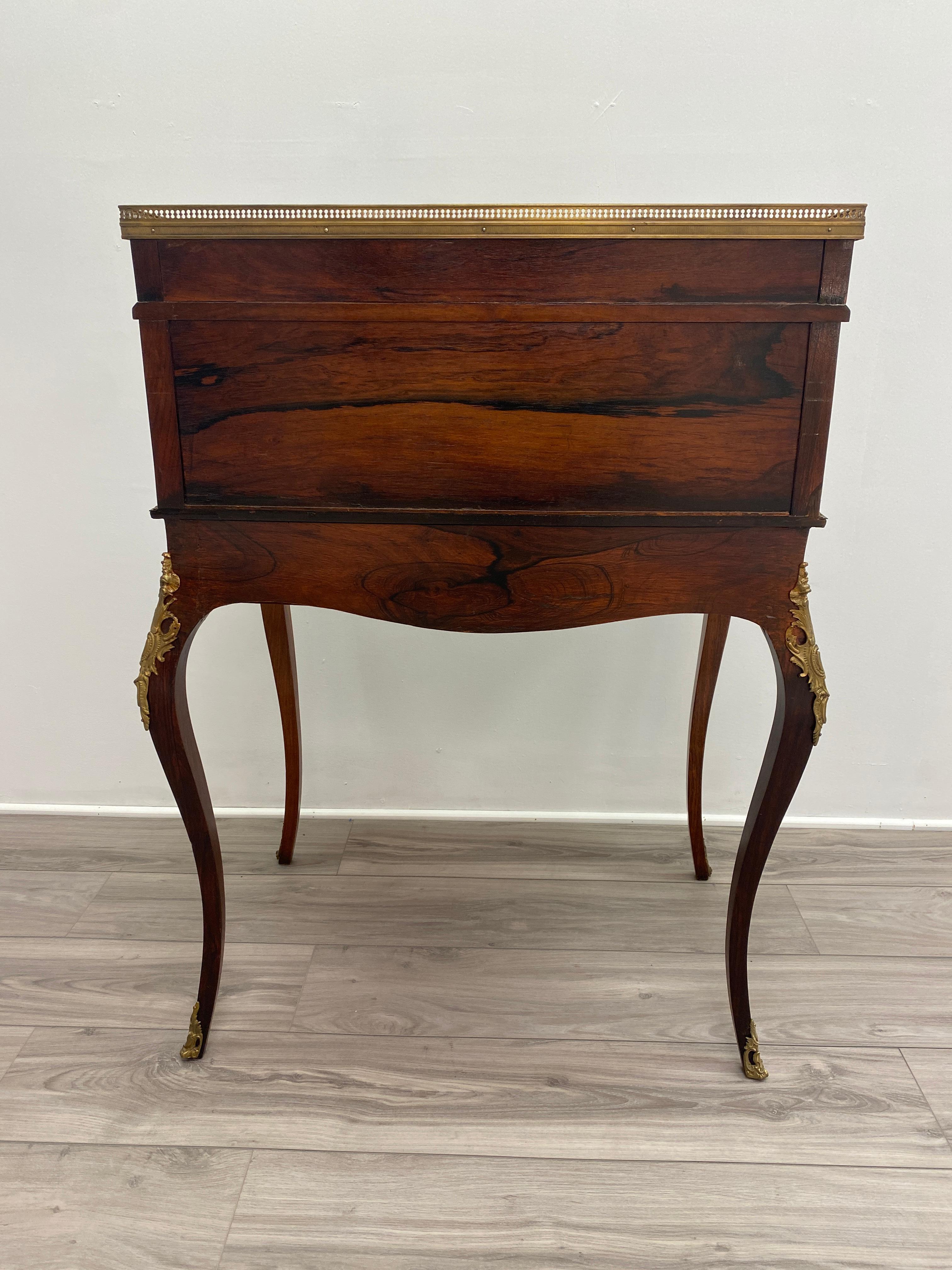 19th Century Rosewood French Louis XV style Cylinder Desk 10