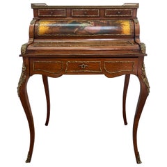 19th Century Rosewood French Louis XV style Cylinder Desk