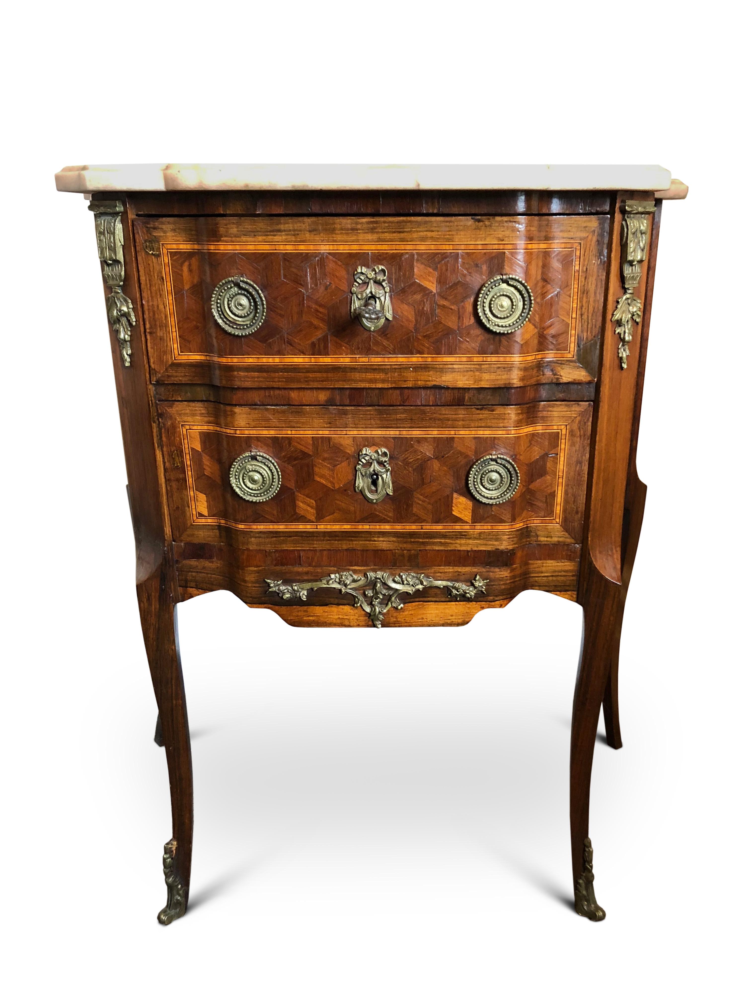 Louis XV Bedside Table/Side Table Rosewood French Parquetry, French 19th Century For Sale