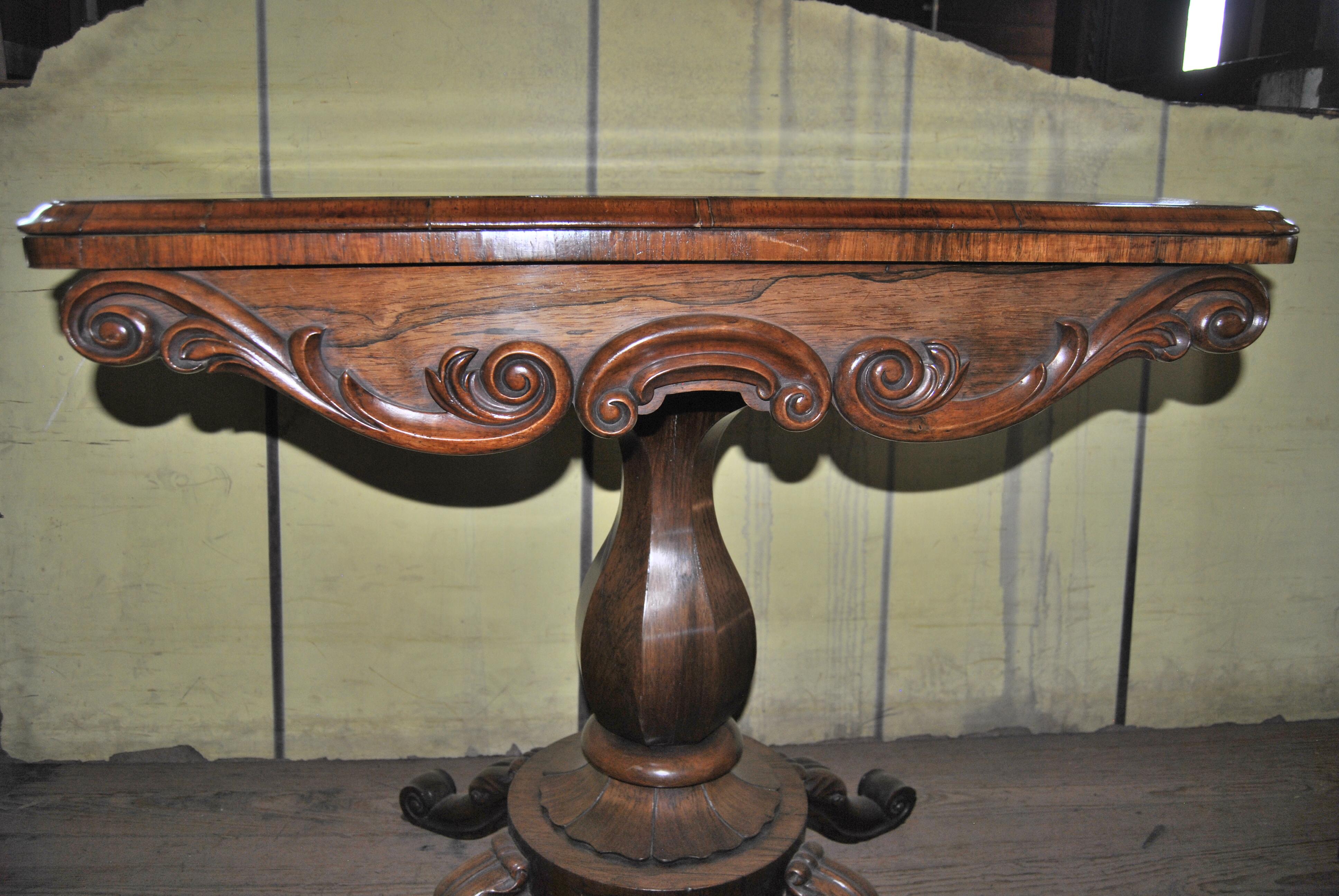 19th Century Rosewood Game, Card Table In Good Condition For Sale In Savannah, GA