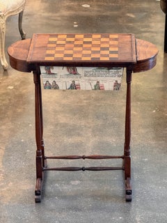 19th Century Rosewood Game Table With Chessboard Top and Playing Card Drawer