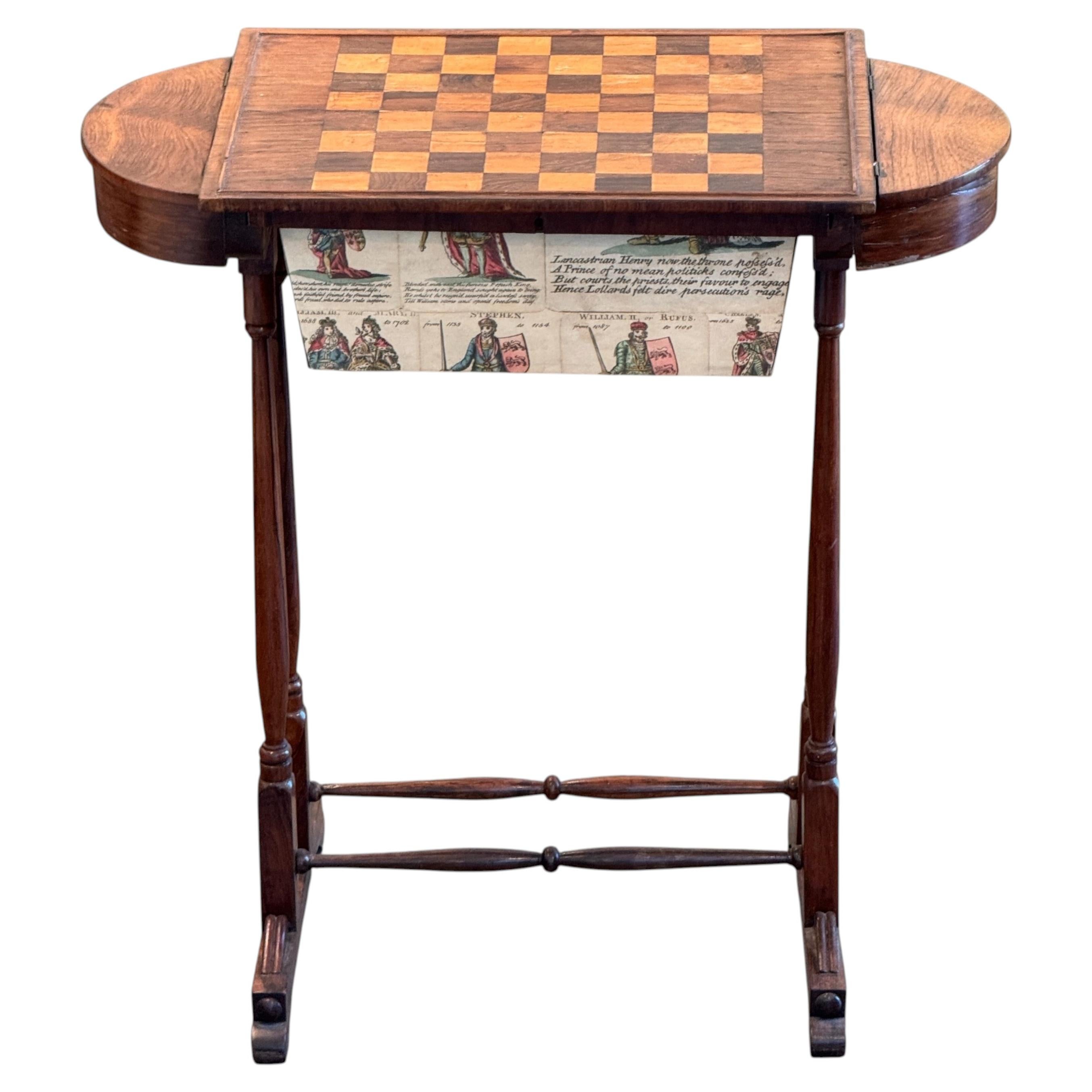 19th Century Rosewood Game Table With Chessboard Top and Playing Card Drawer For Sale