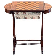 19th Century Rosewood Game Table With Chessboard Top and Playing Card Drawer