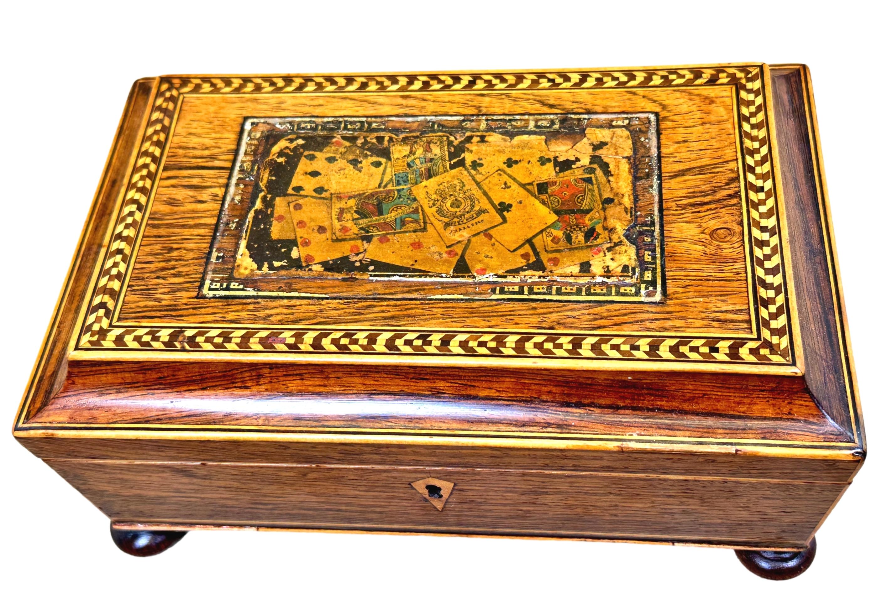 19. Jahrhundert Palisander Spiele Box im Zustand „Gut“ im Angebot in Bedfordshire, GB