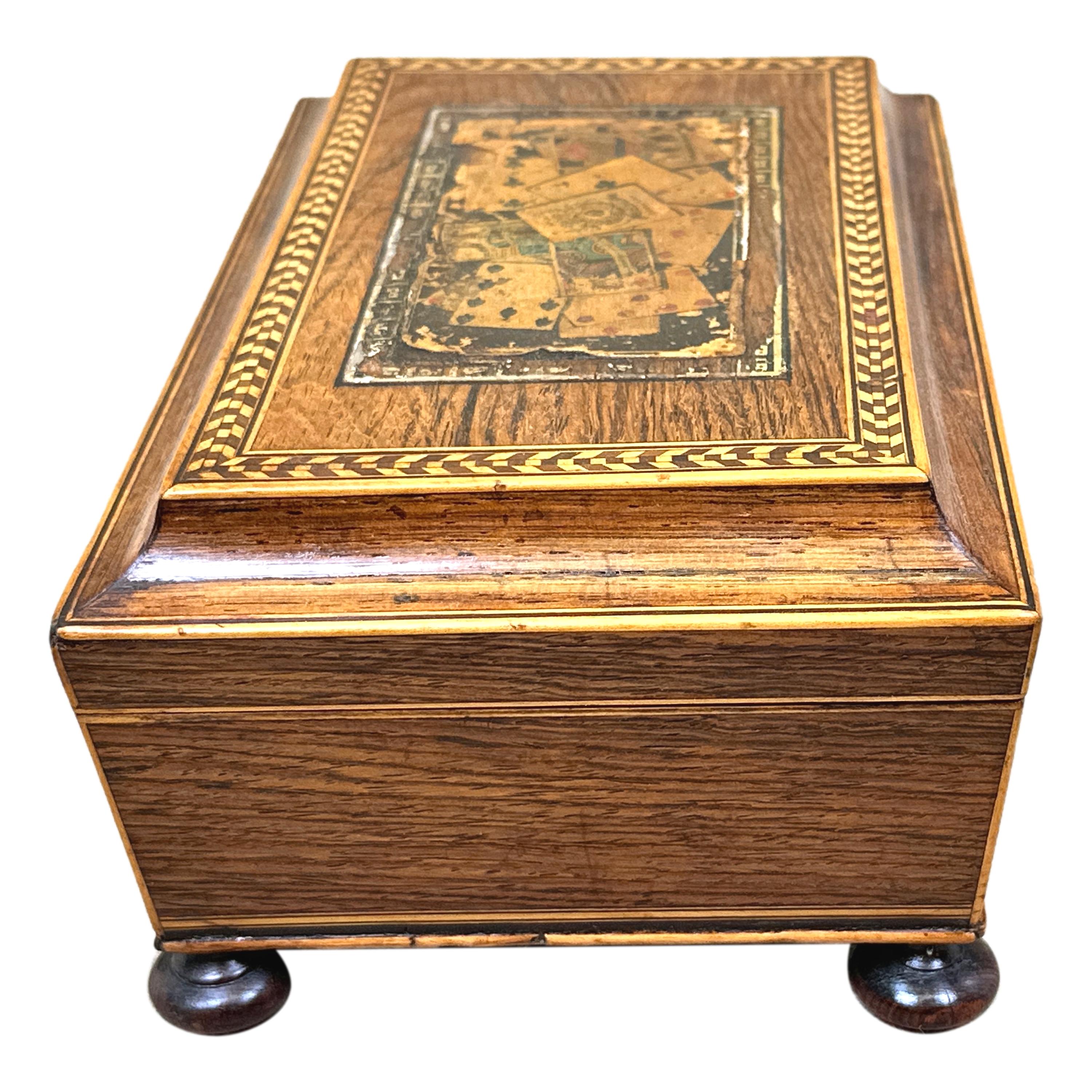 19. Jahrhundert Palisander Spiele Box im Angebot 1