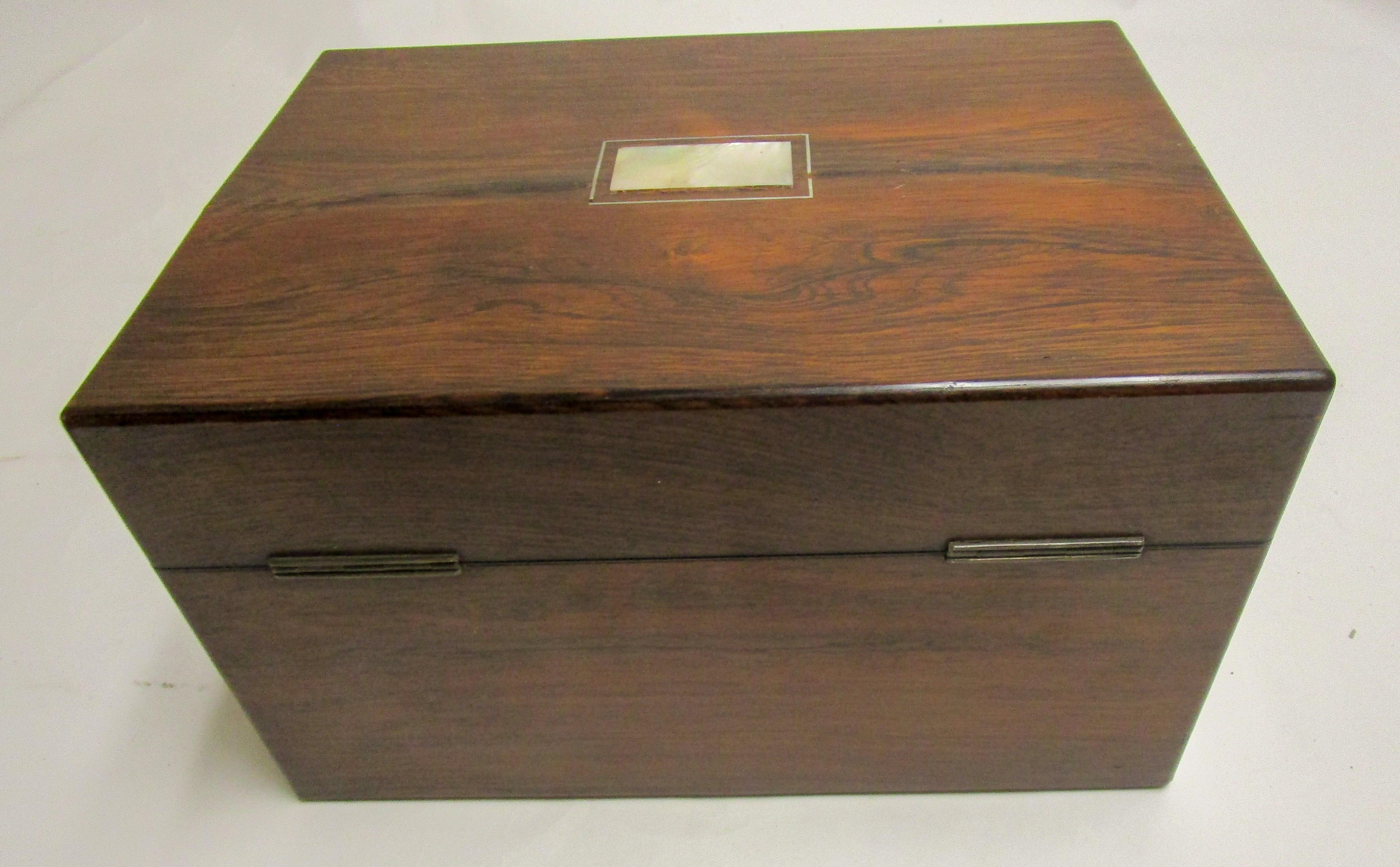 Rosewood Gentleman's Military Campaign Vanity Box with Secret Drawer For Sale 3