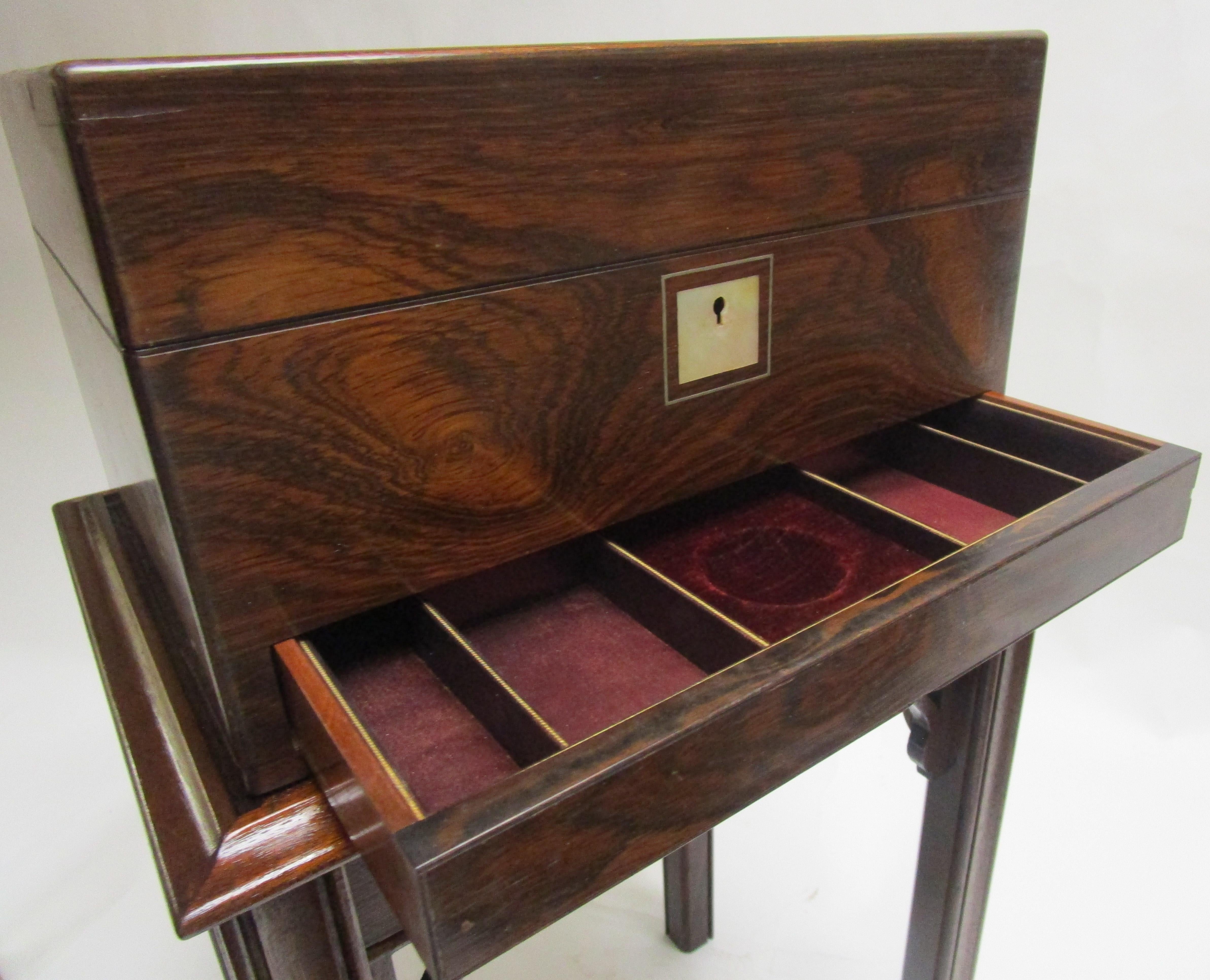 Rosewood Gentleman's Military Campaign Vanity Box with Secret Drawer For Sale 4