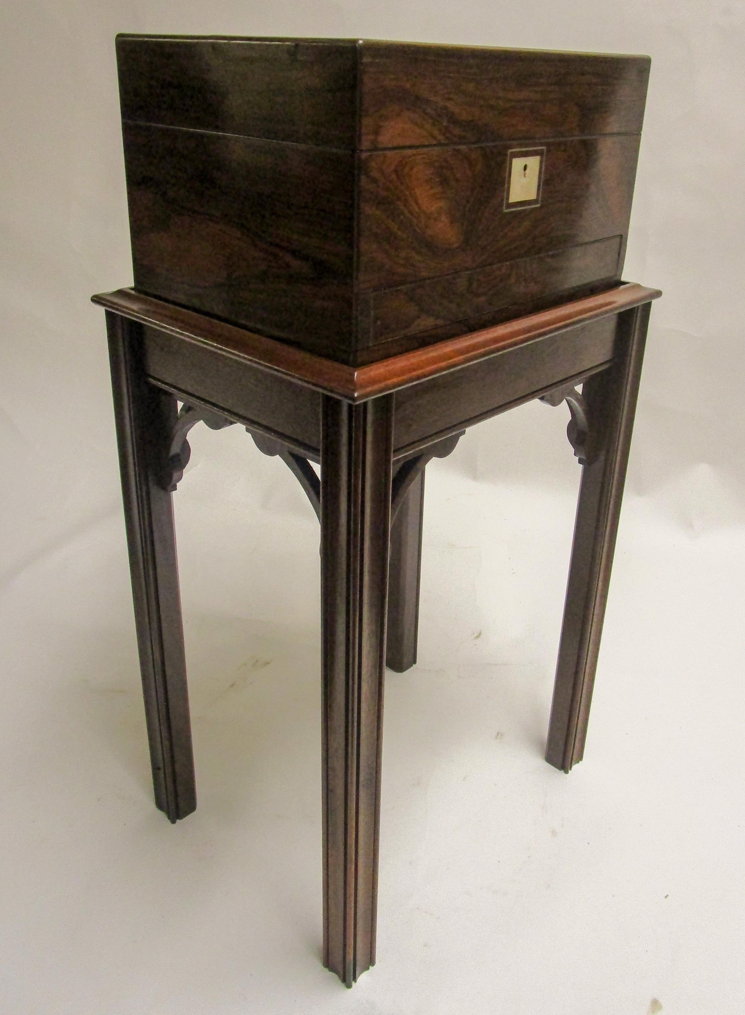 Rosewood Gentleman's Military Campaign Vanity Box with Secret Drawer For Sale 5