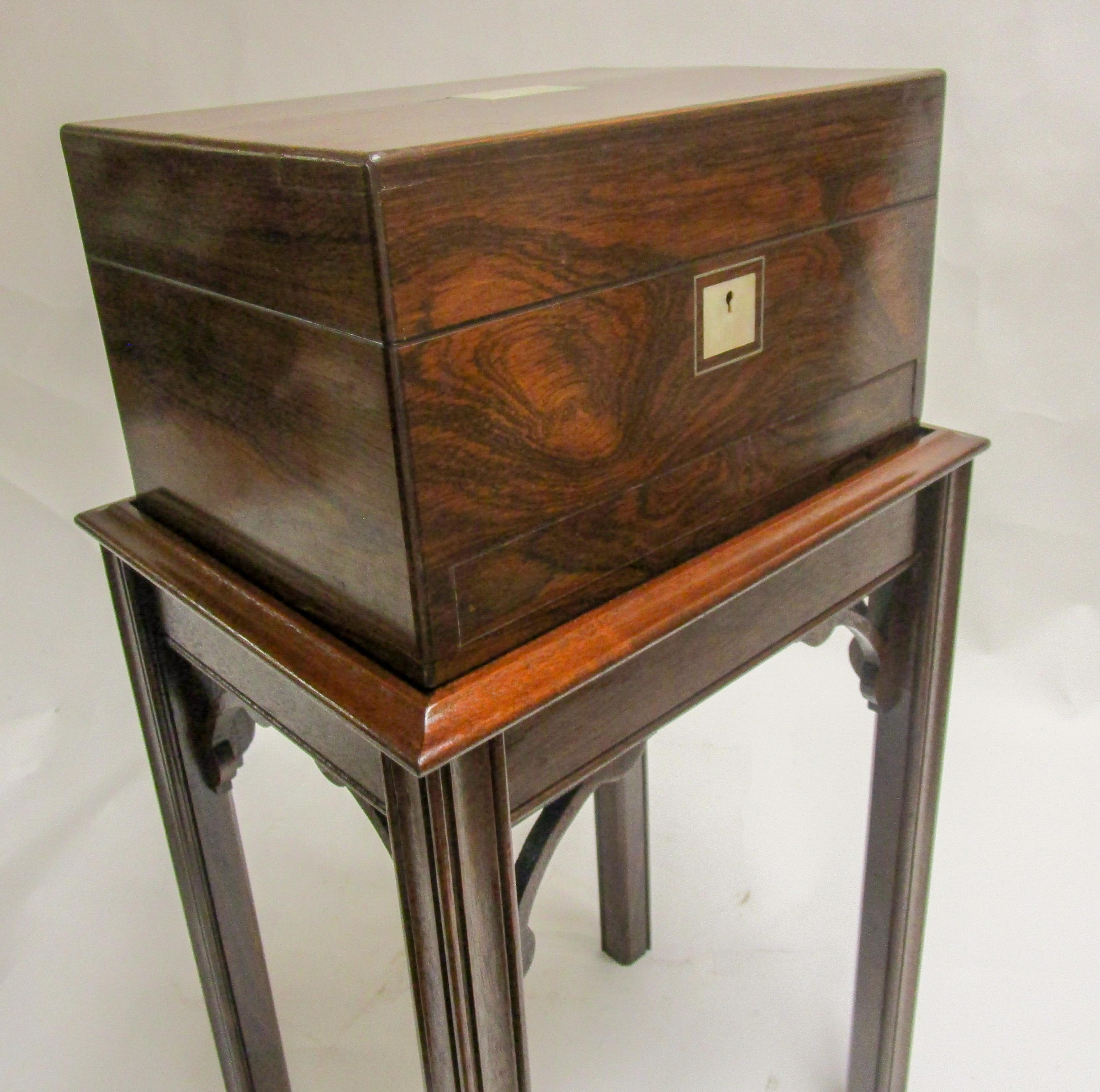 Rosewood Gentleman's Military Campaign Vanity Box with Secret Drawer For Sale 9