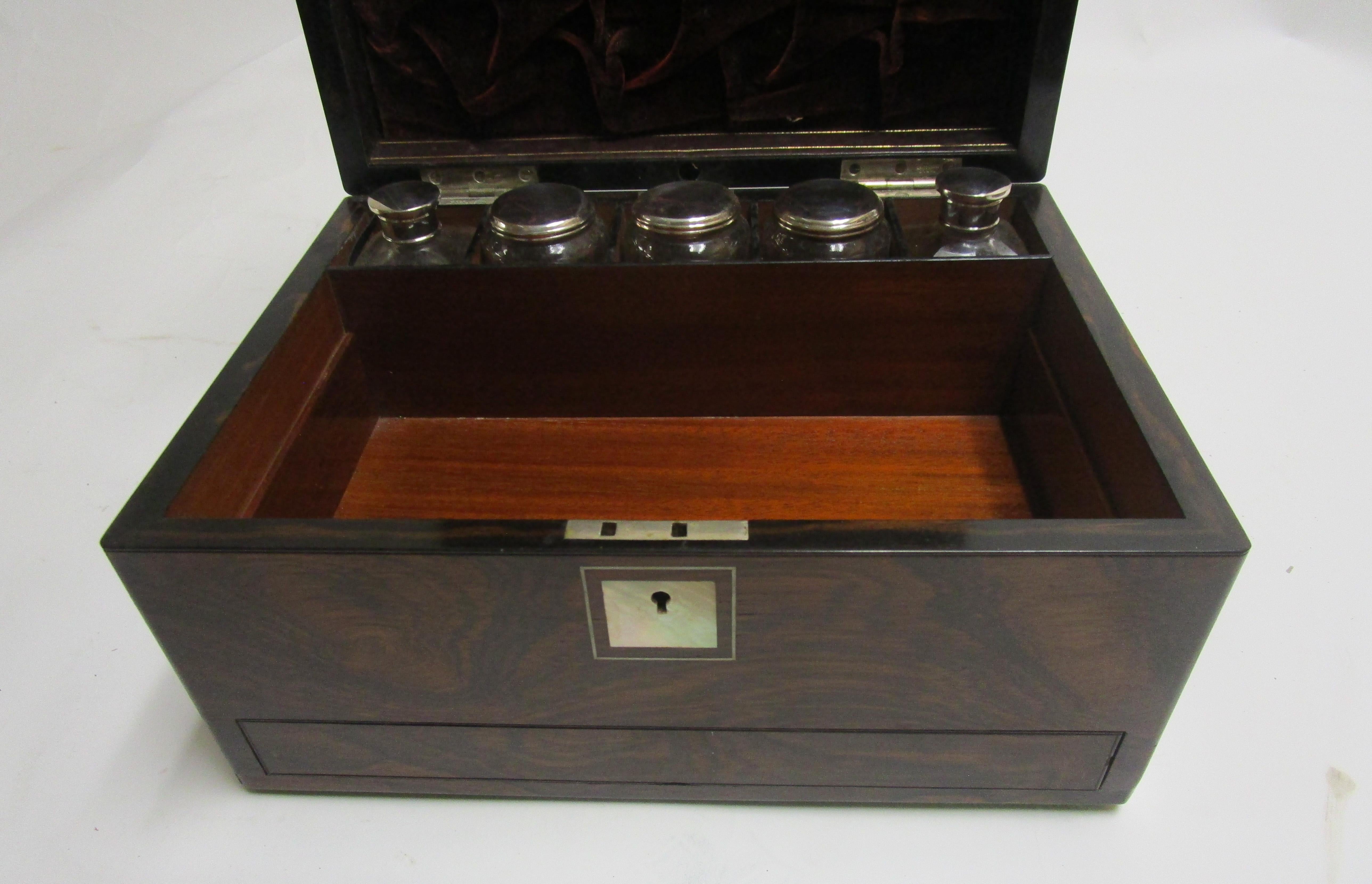 Victorian Rosewood Gentleman's Military Campaign Vanity Box with Secret Drawer For Sale