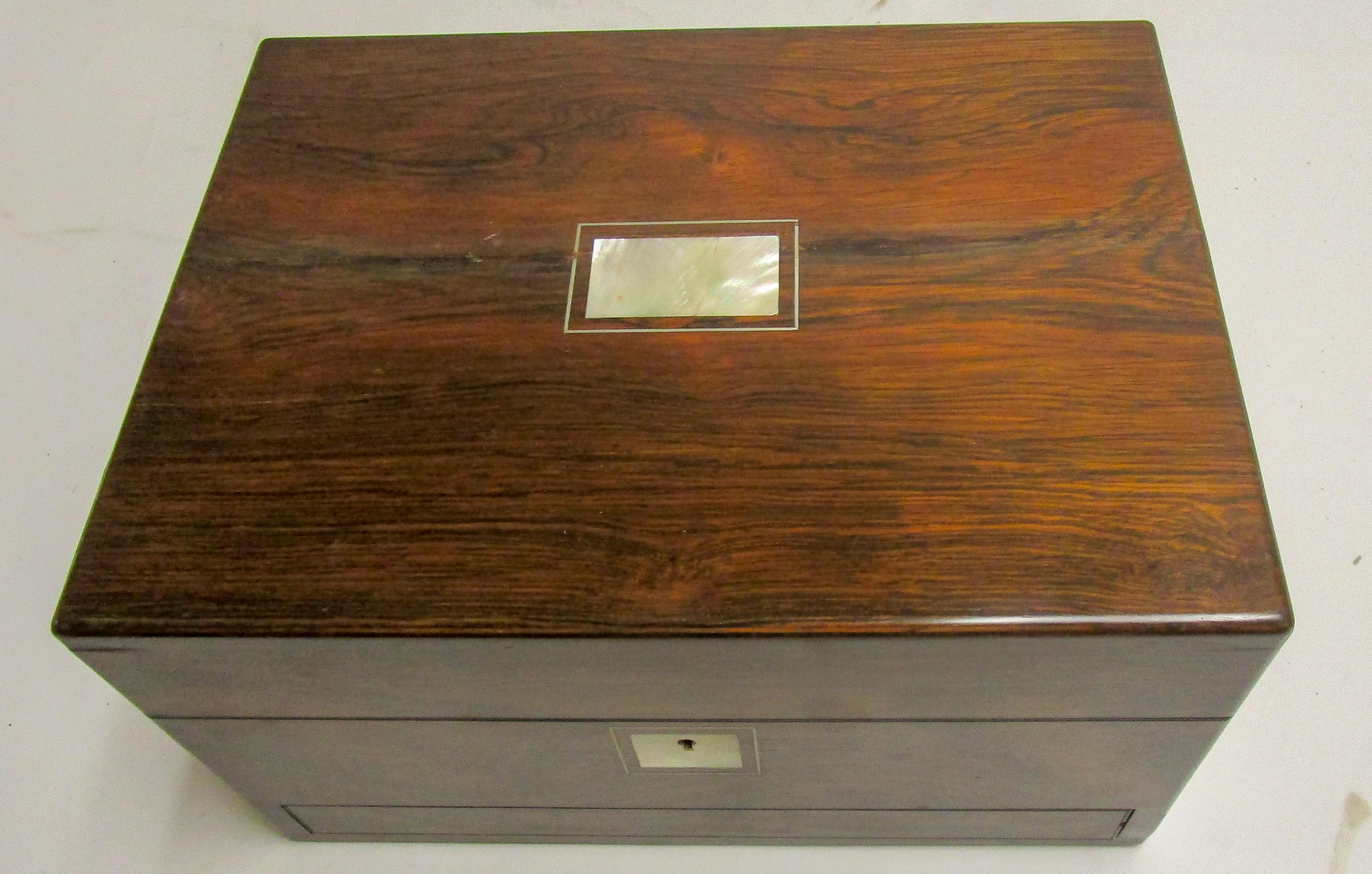Rosewood Gentleman's Military Campaign Vanity Box with Secret Drawer For Sale 2