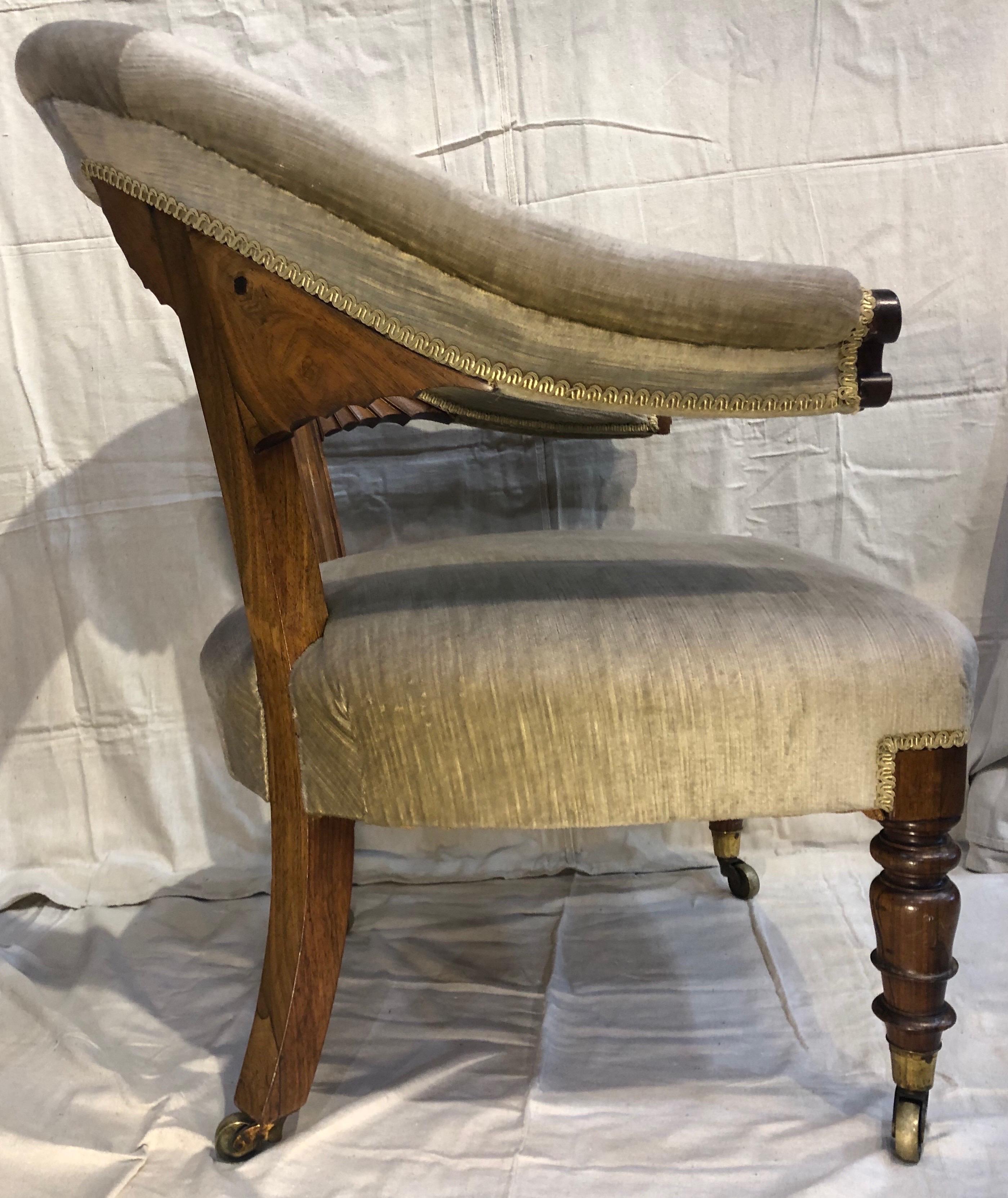 19th Century Rosewood Library Chair In Good Condition For Sale In Charleston, SC