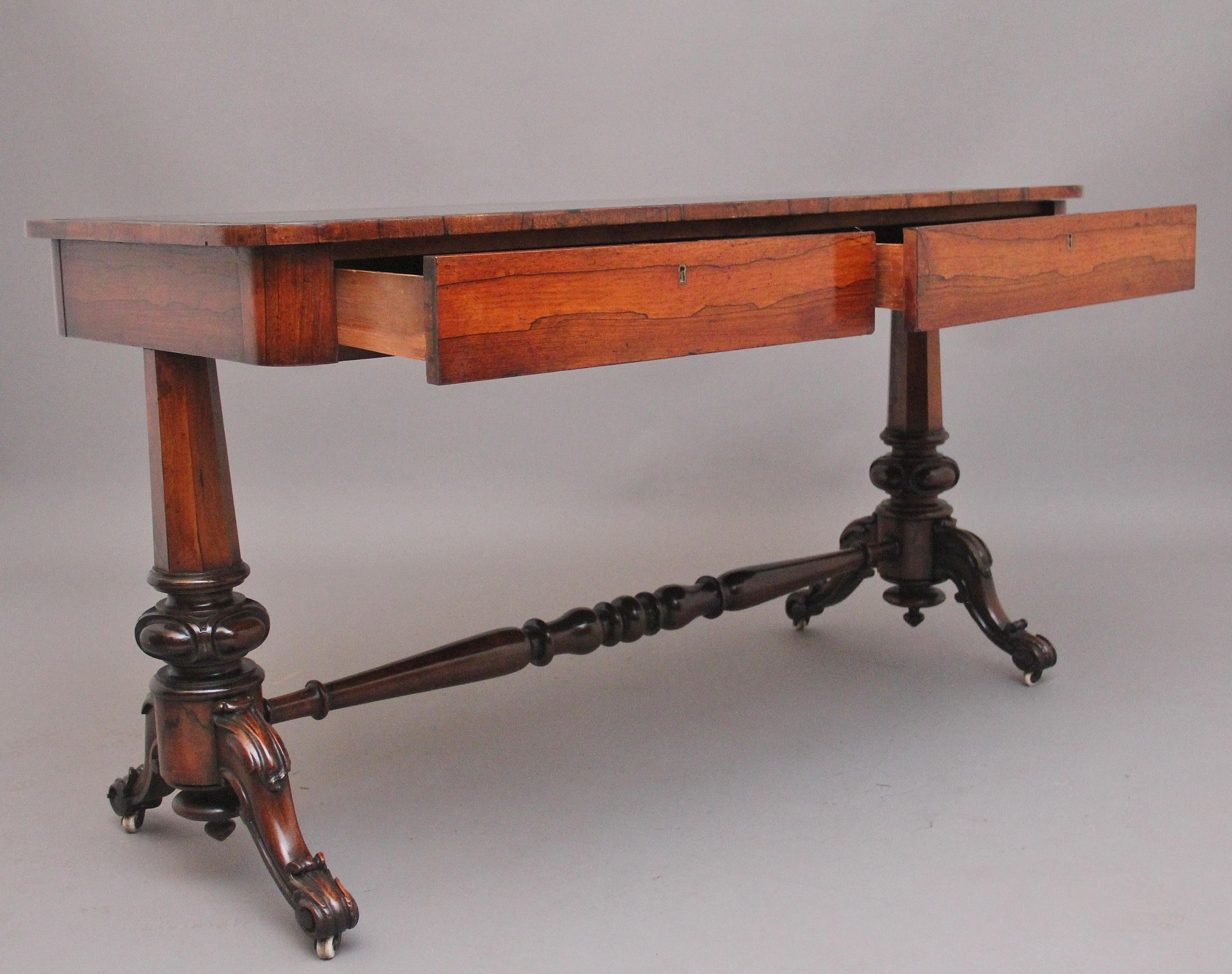 Regency Table de bibliothèque en bois de rose du 19ème siècle en vente