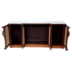 19th Century Rosewood Marble Top Victorian Style Sideboard / Credenza