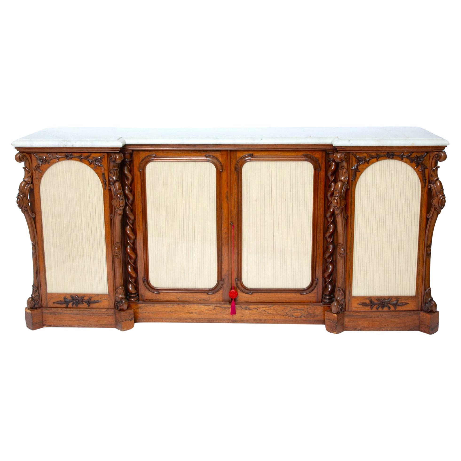 Aparador / Credenza de estilo victoriano con tapa de mármol de palisandro del siglo XIX