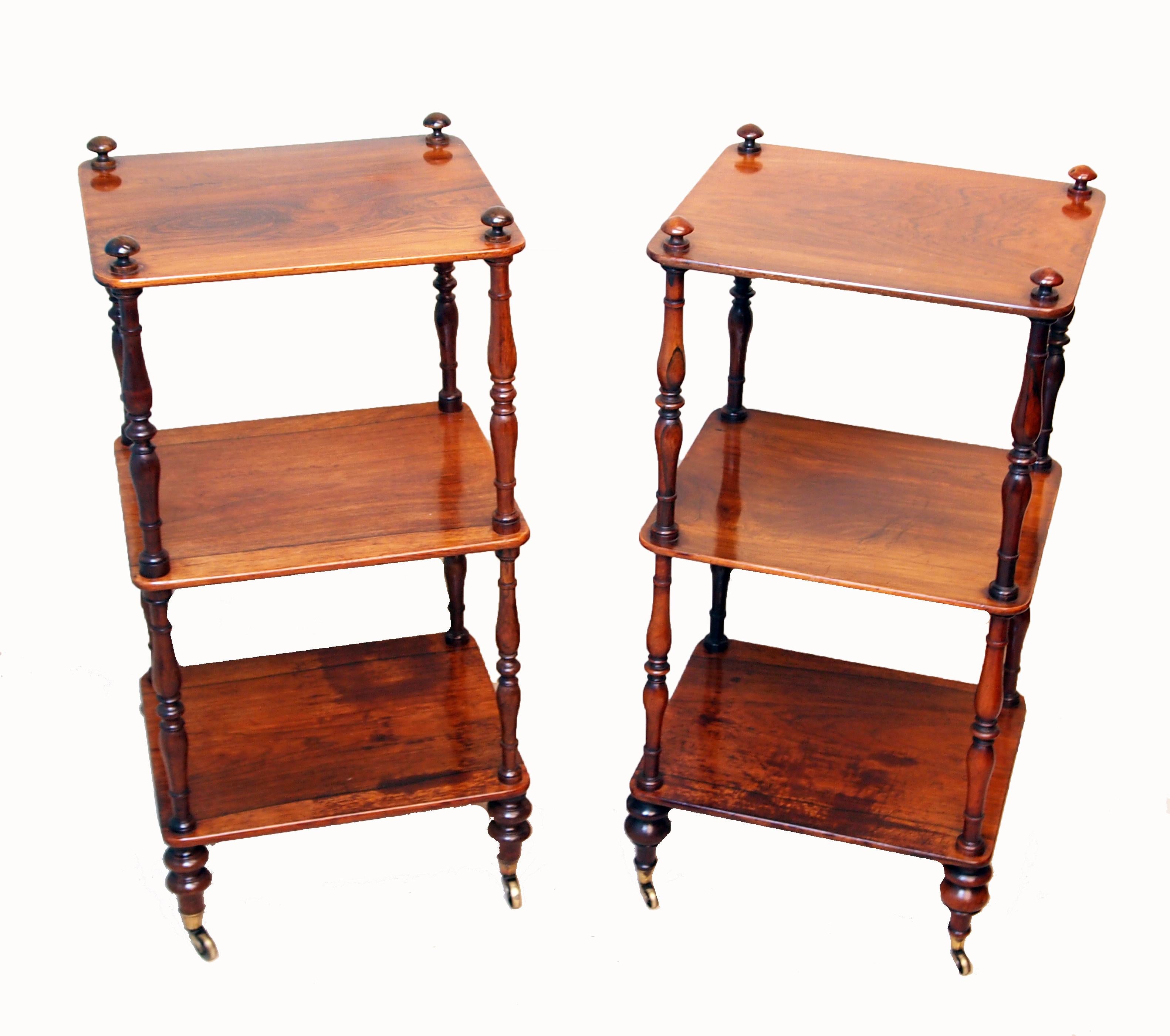Victorian 19th Century Rosewood Matched Pair of Small Whatnots