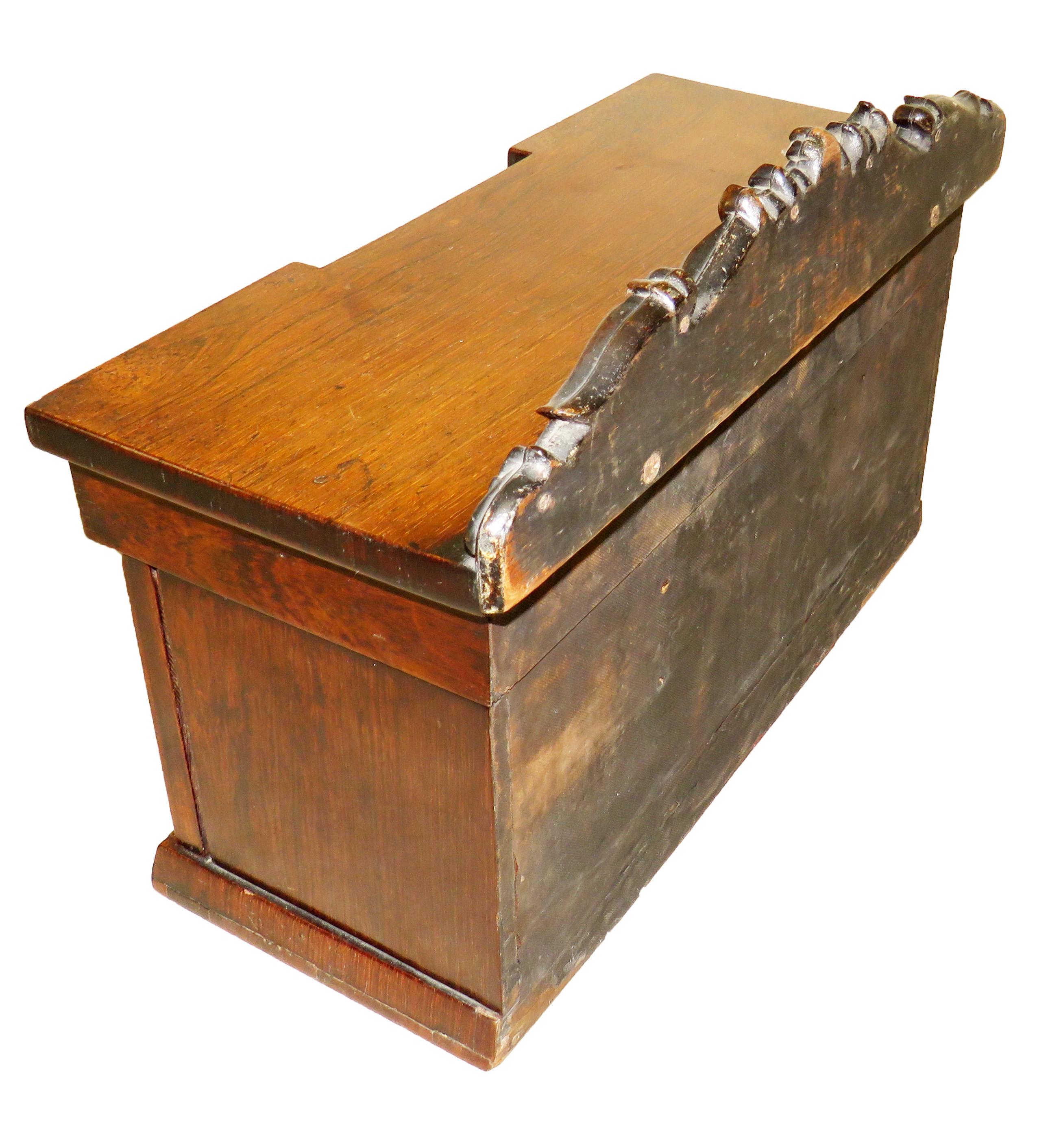A Charming Late Regency Period Rosewood Tea Caddy, In
The Form Of A Miniature Pedestal Sideboard, Having Hinged
Lid Over Concealed Canisters And Central Mixing Bowl Hole 
Raised On Original Plinth Base (lacking key) 

(This rare, elegant and