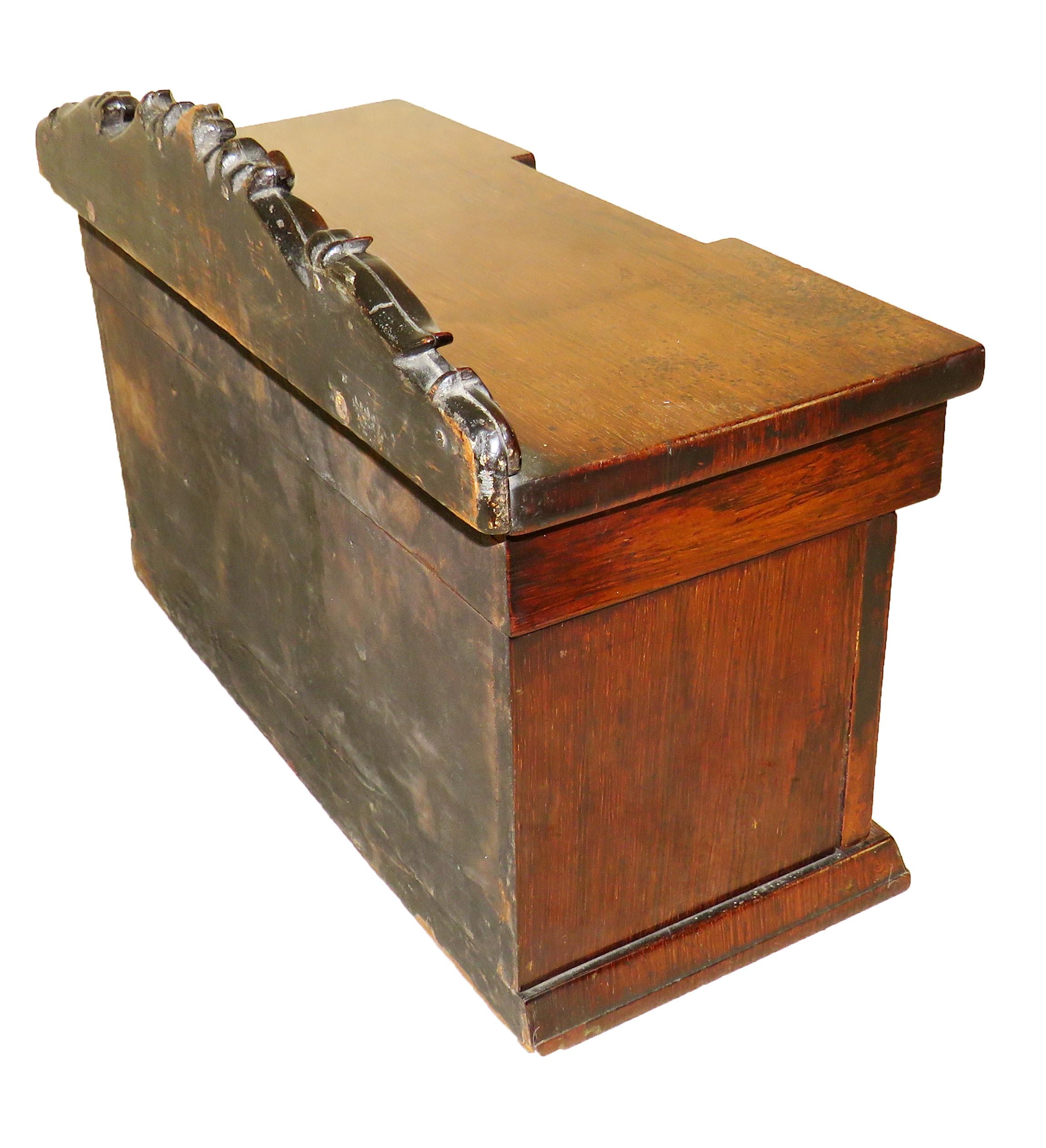 English 19th Century Rosewood Miniature Sideboard Tea Caddy For Sale