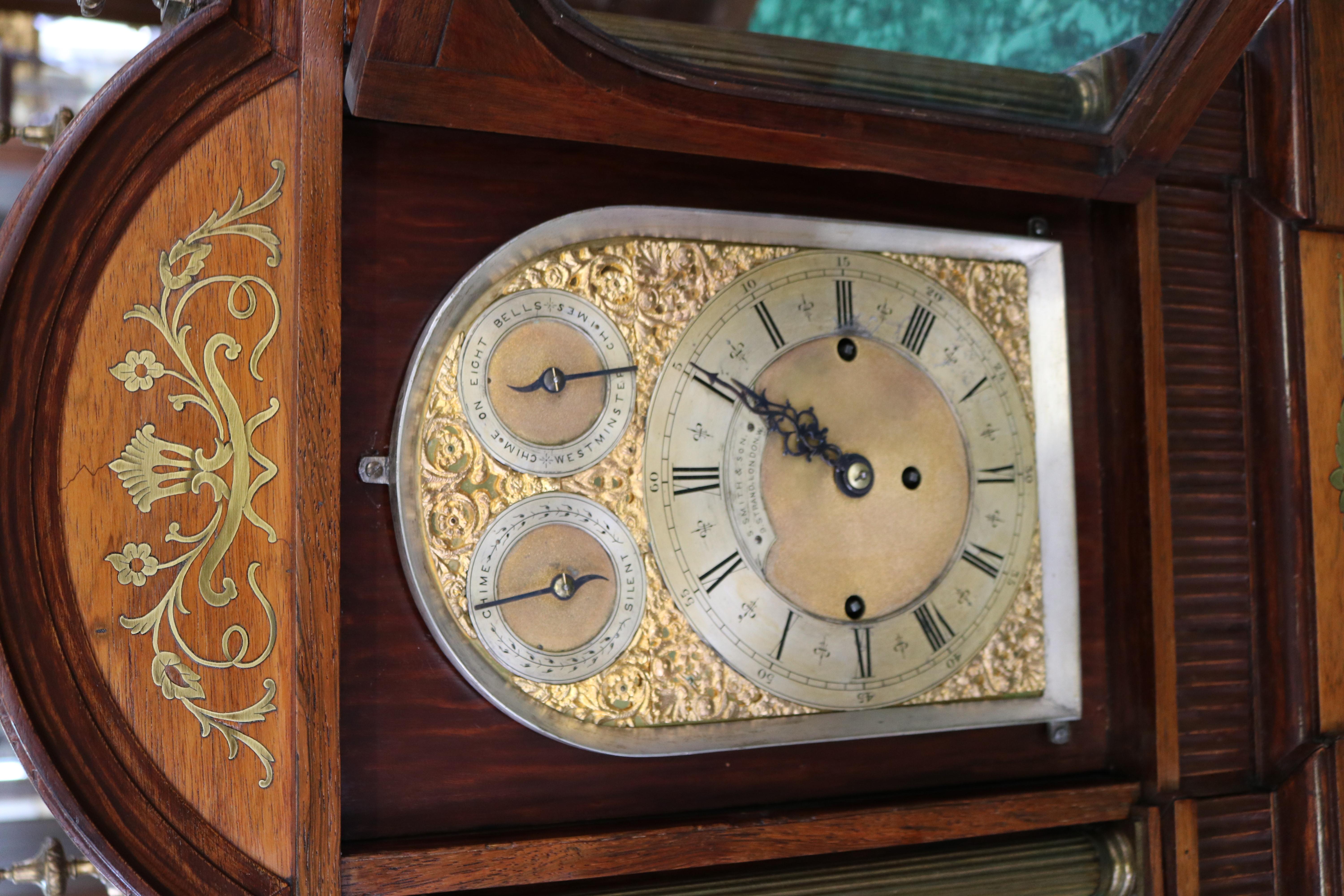 19th Century Rosewood Musical Mantel Bracket Clock by S. Smith & Sons London For Sale 4