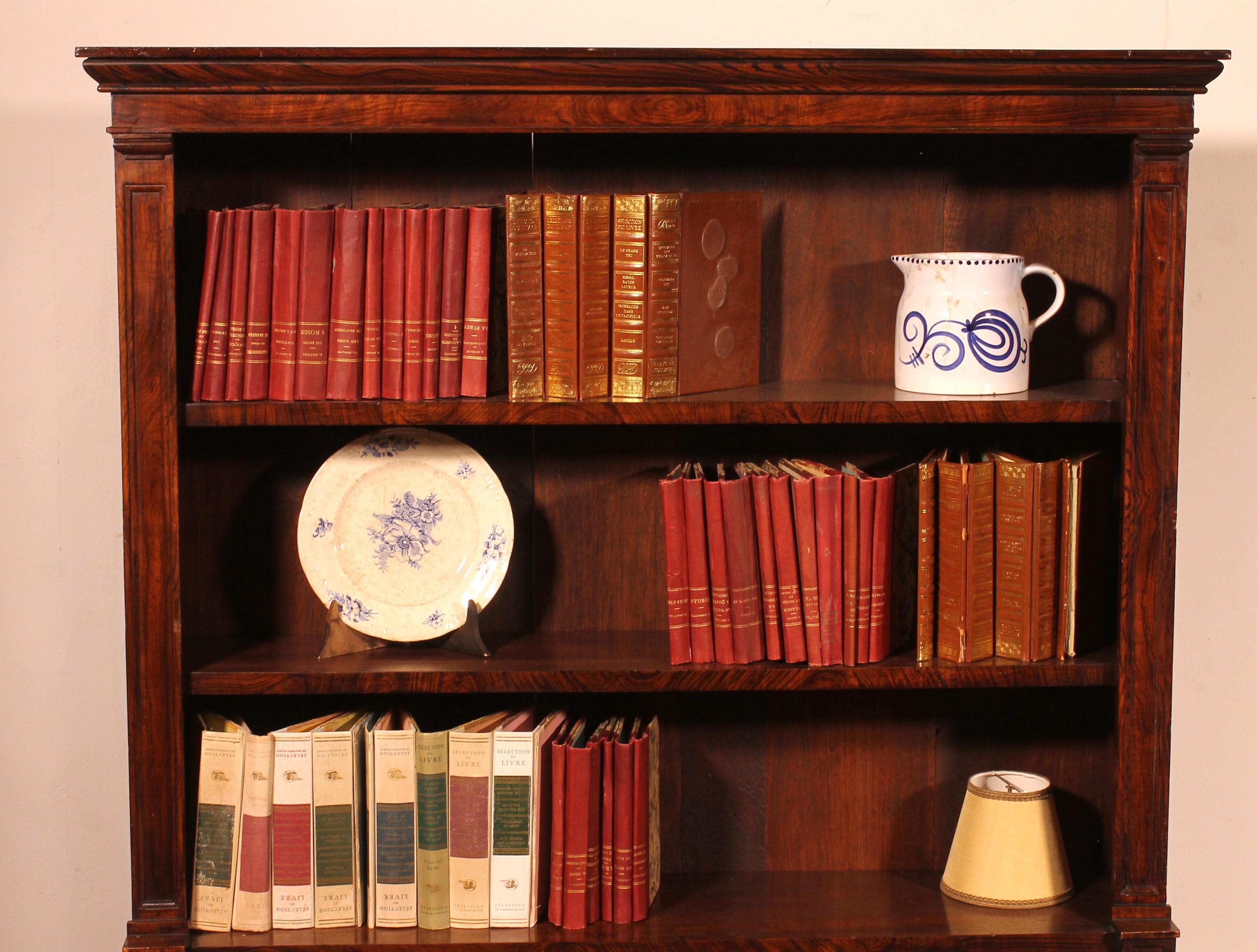 Britannico 19th Century Rosewood Open Bookcase With Breakfront in vendita