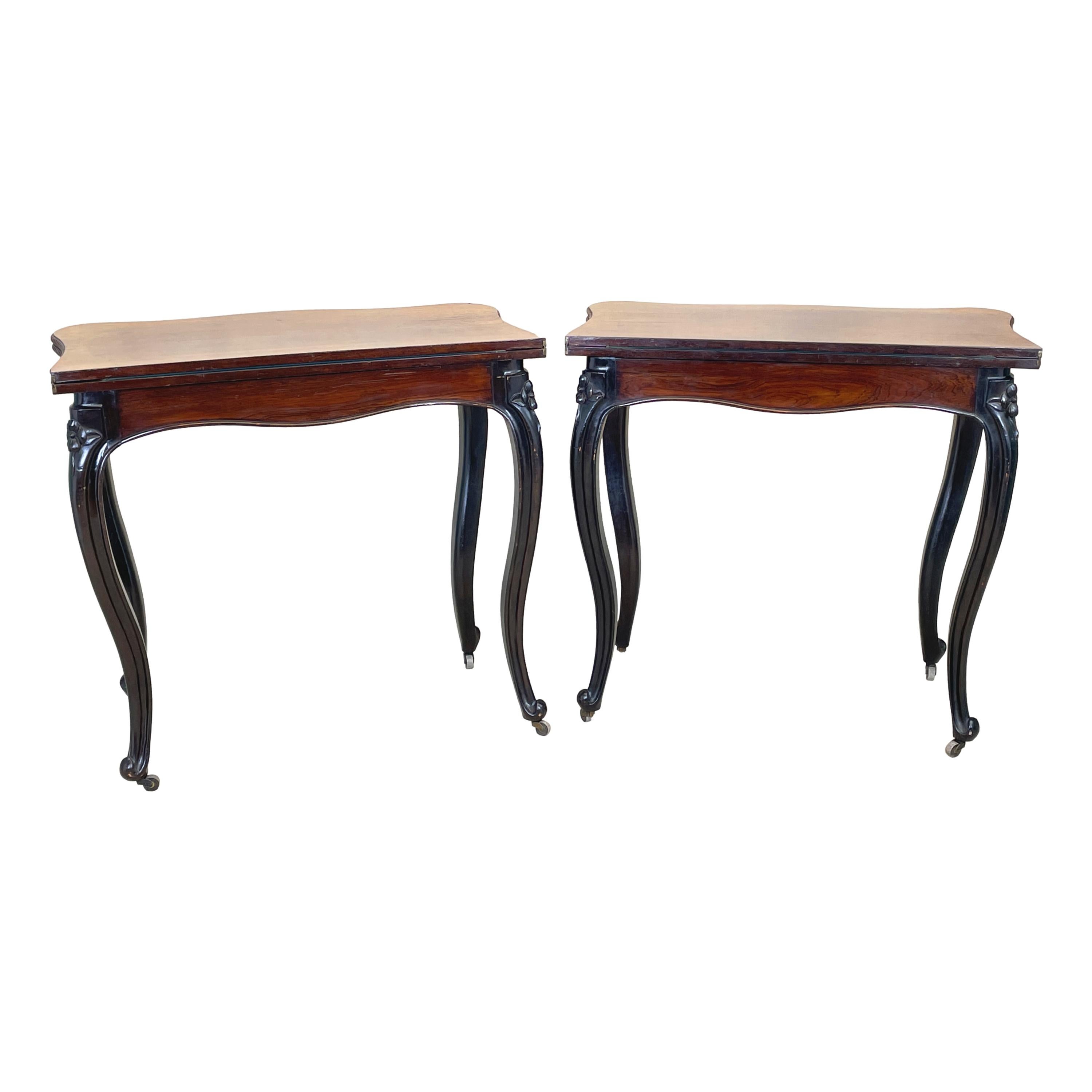 19th Century Rosewood Pair of Card Tables For Sale 5