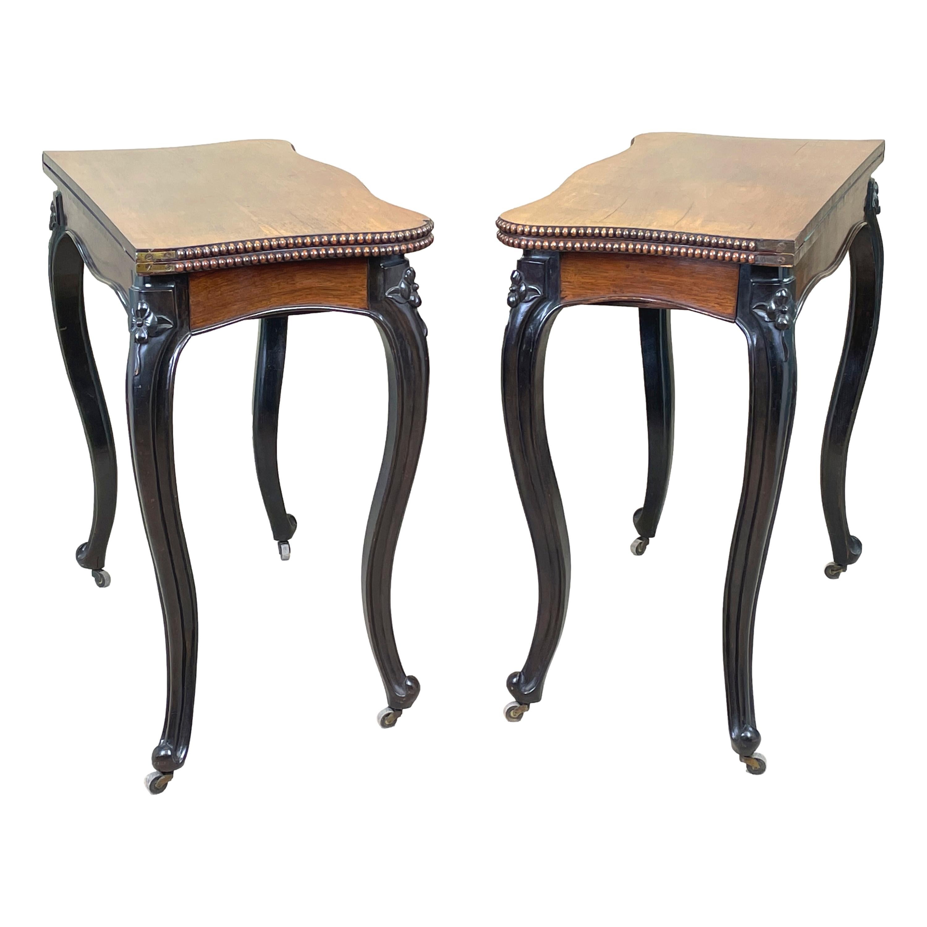 19th Century Rosewood Pair of Card Tables For Sale 6