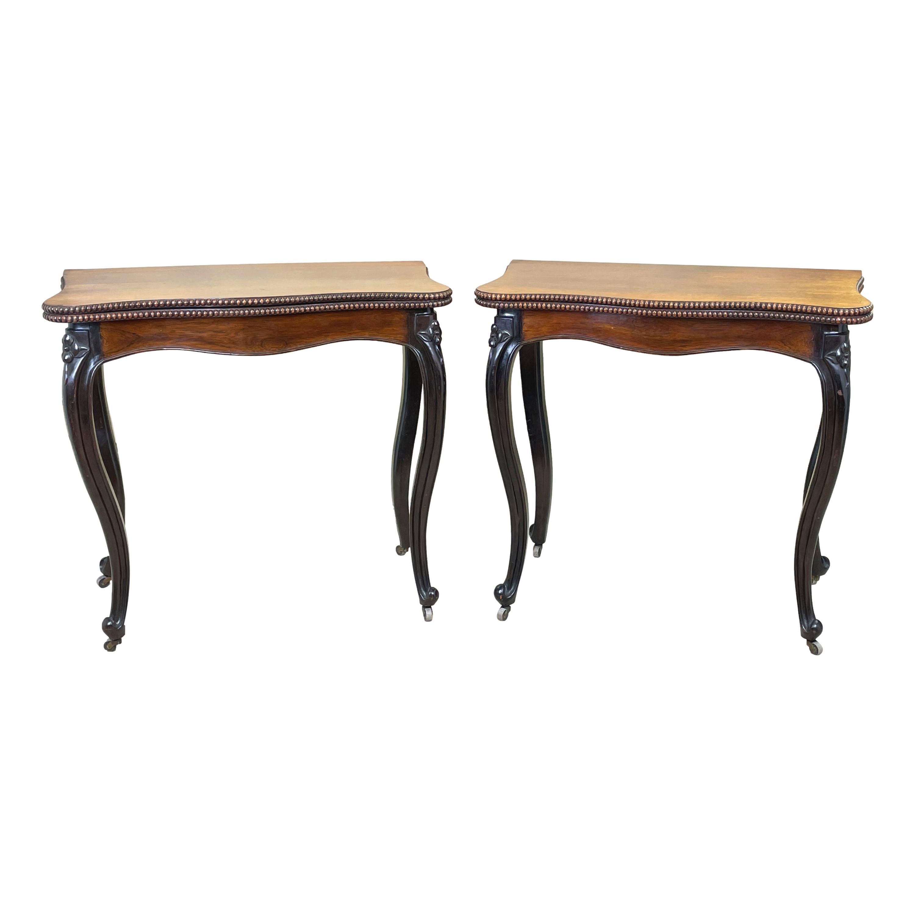 19th Century Rosewood Pair of Card Tables For Sale 8